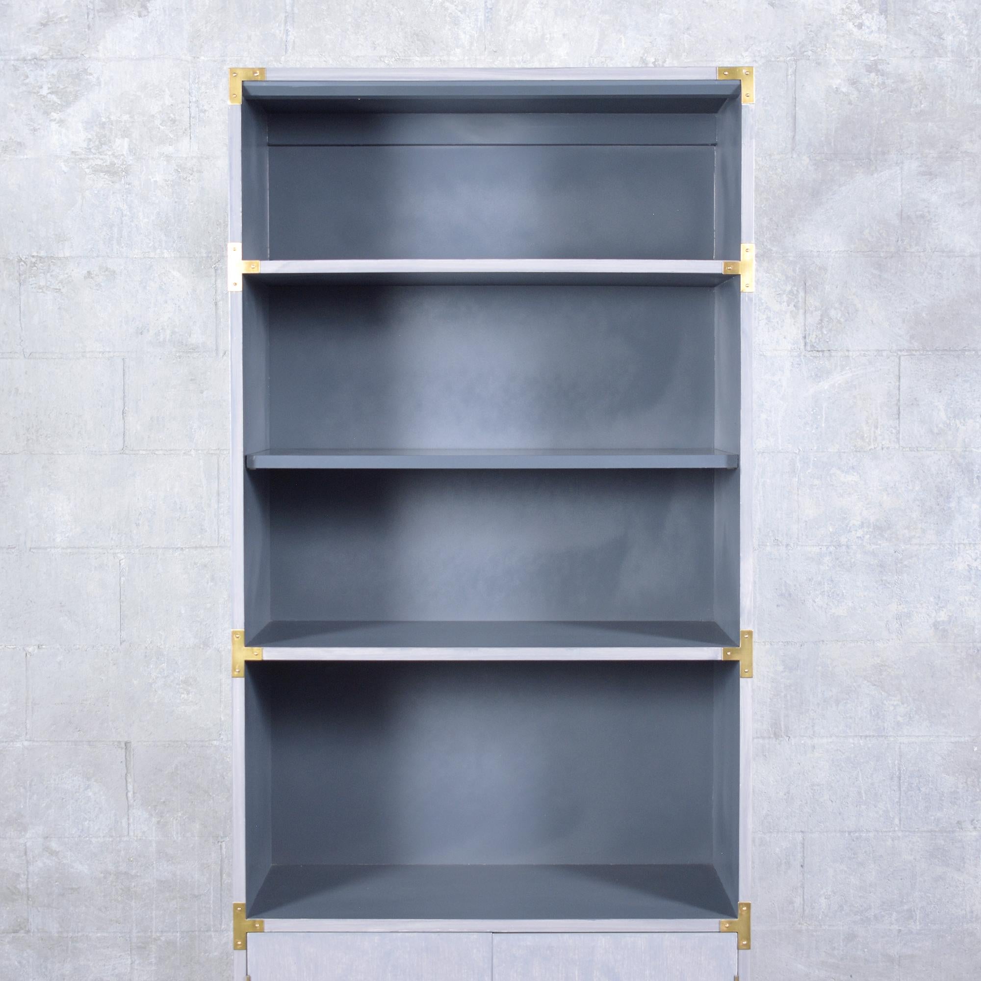 Restored 1960s Campaign Style Bookshelf with Brass Hardware For Sale 1