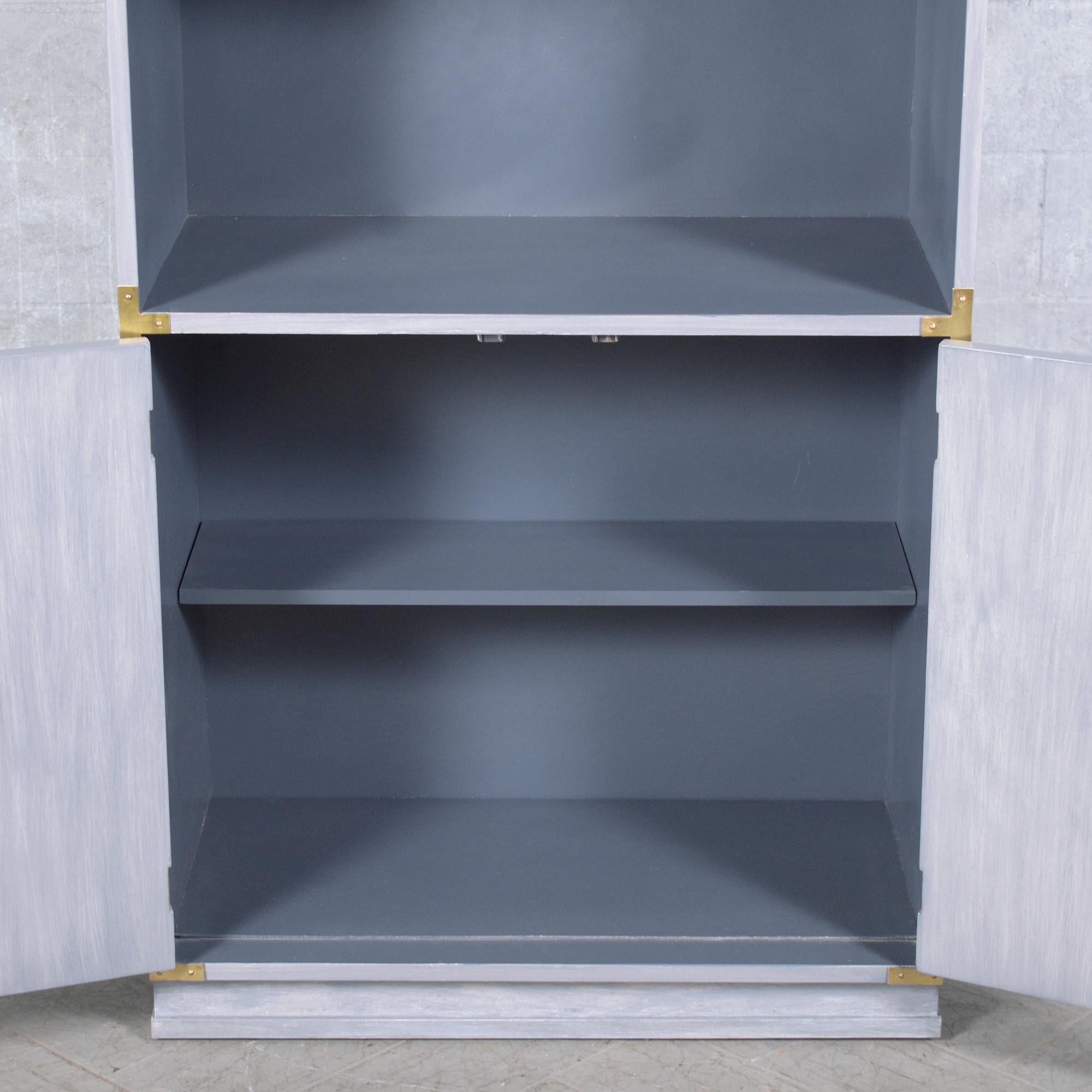 Restored 1960s Campaign Style Bookshelf with Brass Hardware For Sale 2