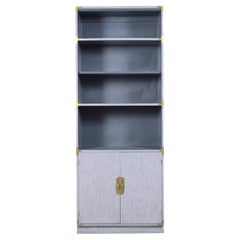 Restored 1960s Campaign Style Bookshelf with Brass Hardware