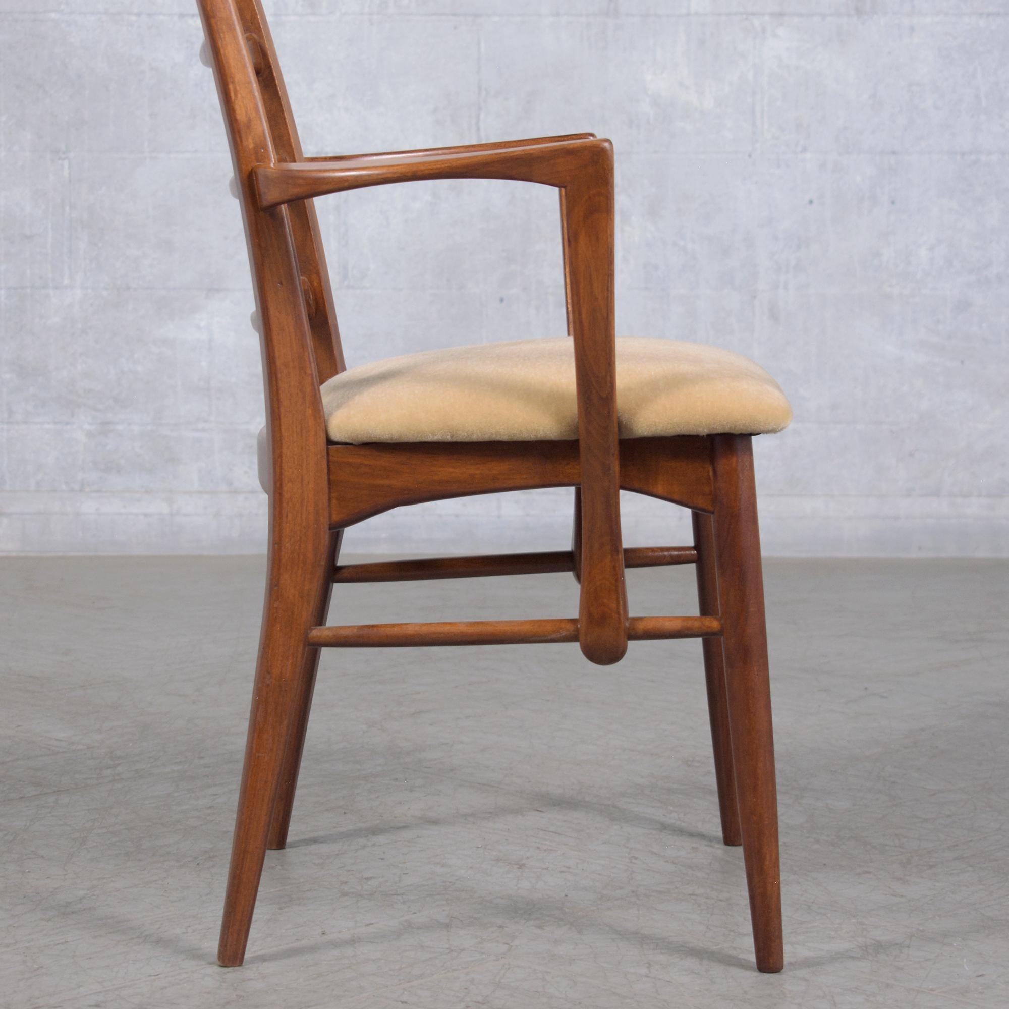 Restored 1960s Danish Modern Walnut Armchairs with Mohair Upholstery For Sale 4