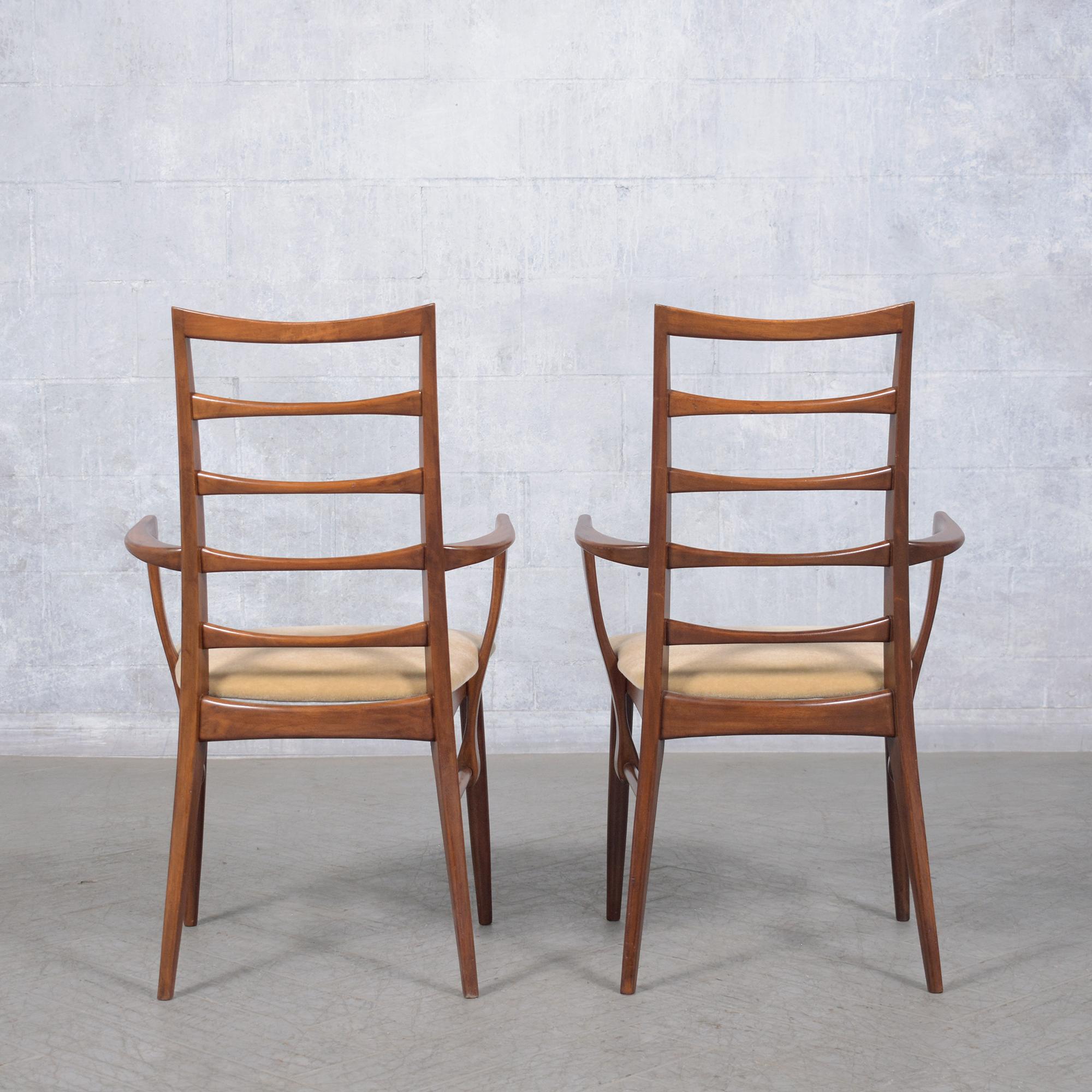 Restored 1960s Danish Modern Walnut Armchairs with Mohair Upholstery For Sale 6