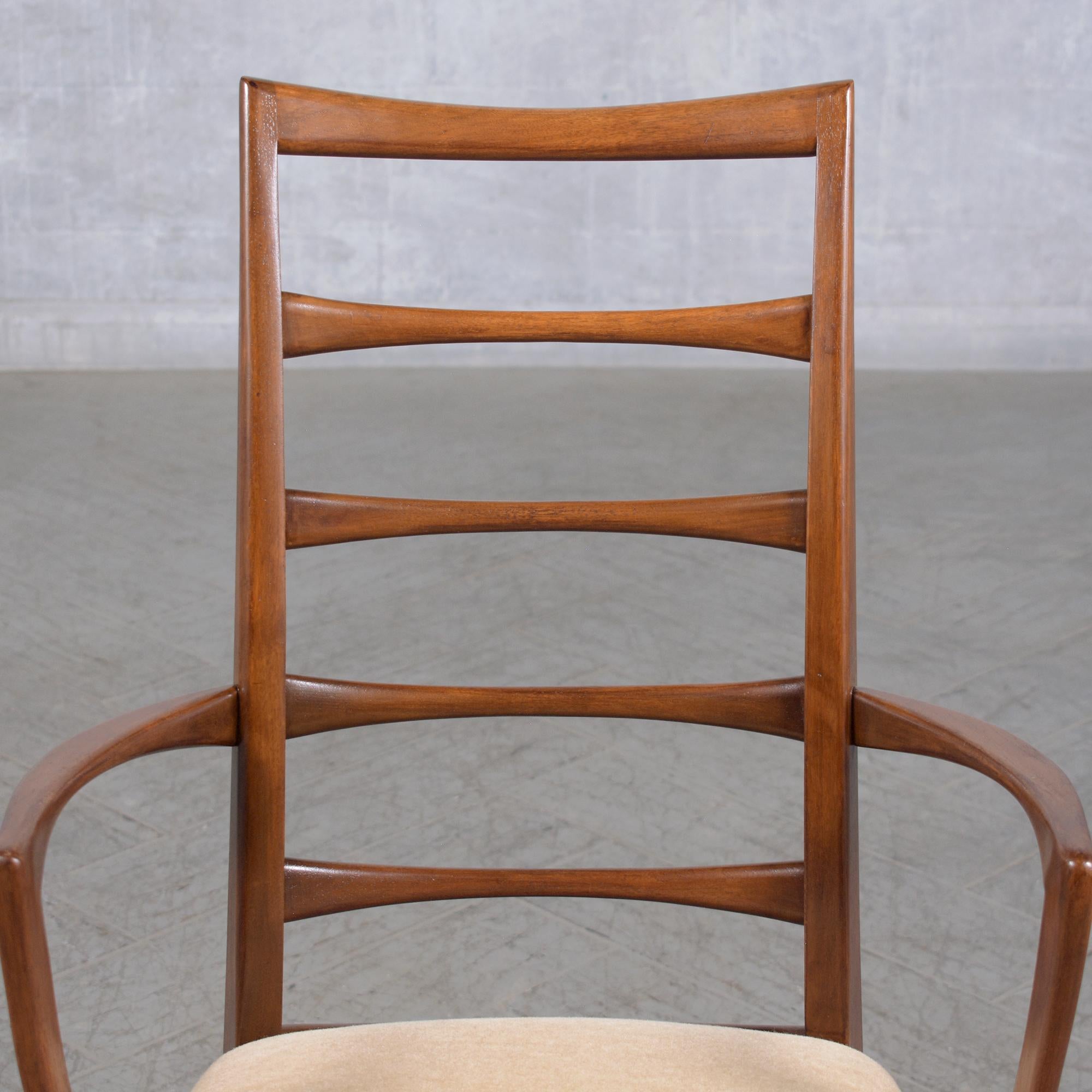 Hand-Crafted Restored 1960s Danish Modern Walnut Armchairs with Mohair Upholstery For Sale