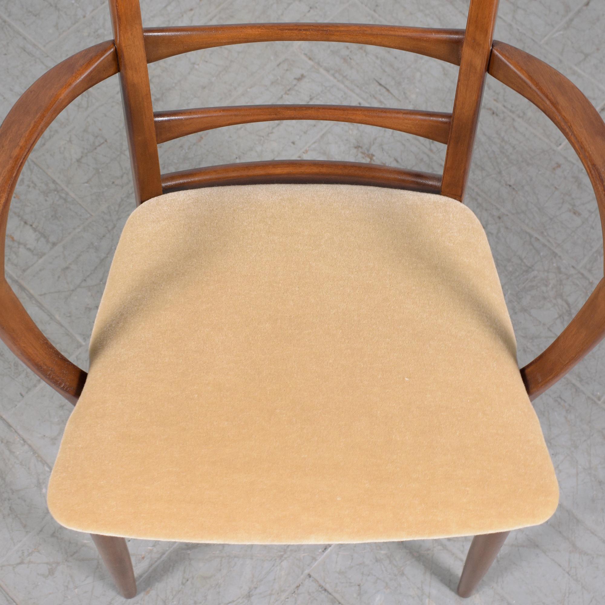Restored 1960s Danish Modern Walnut Armchairs with Mohair Upholstery In Good Condition For Sale In Los Angeles, CA