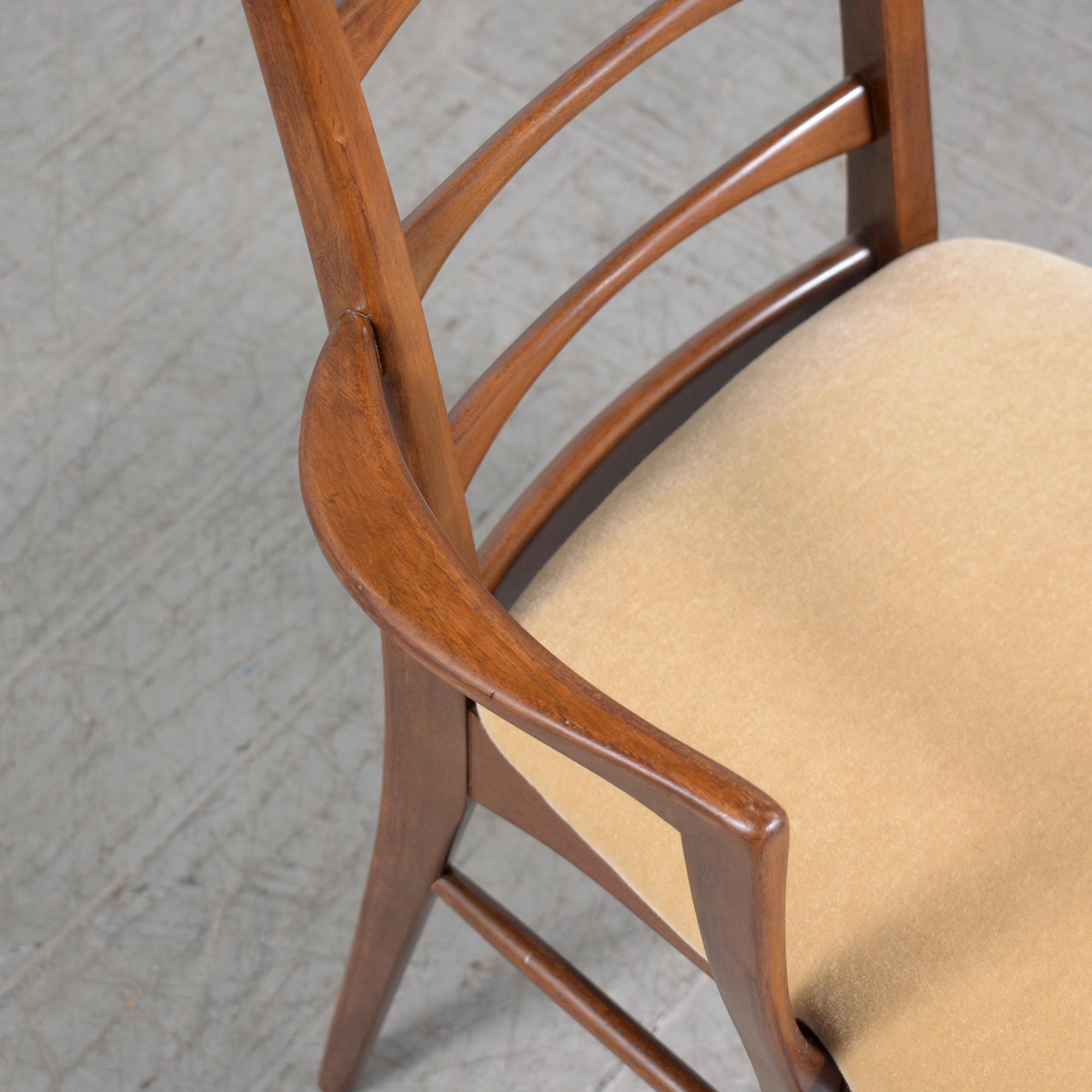 Restored 1960s Danish Modern Walnut Armchairs with Mohair Upholstery For Sale 1
