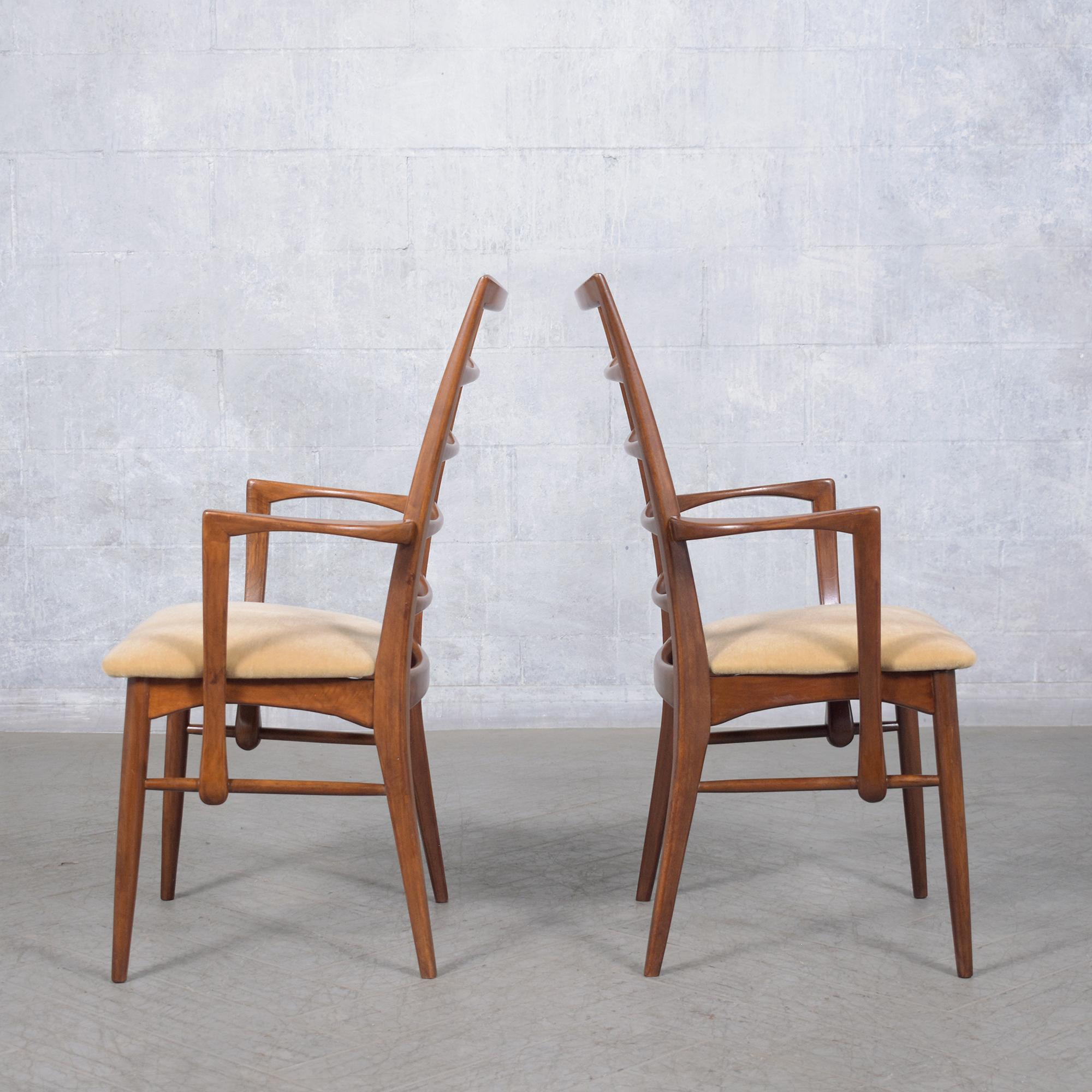 Restored 1960s Danish Modern Walnut Armchairs with Mohair Upholstery For Sale 3