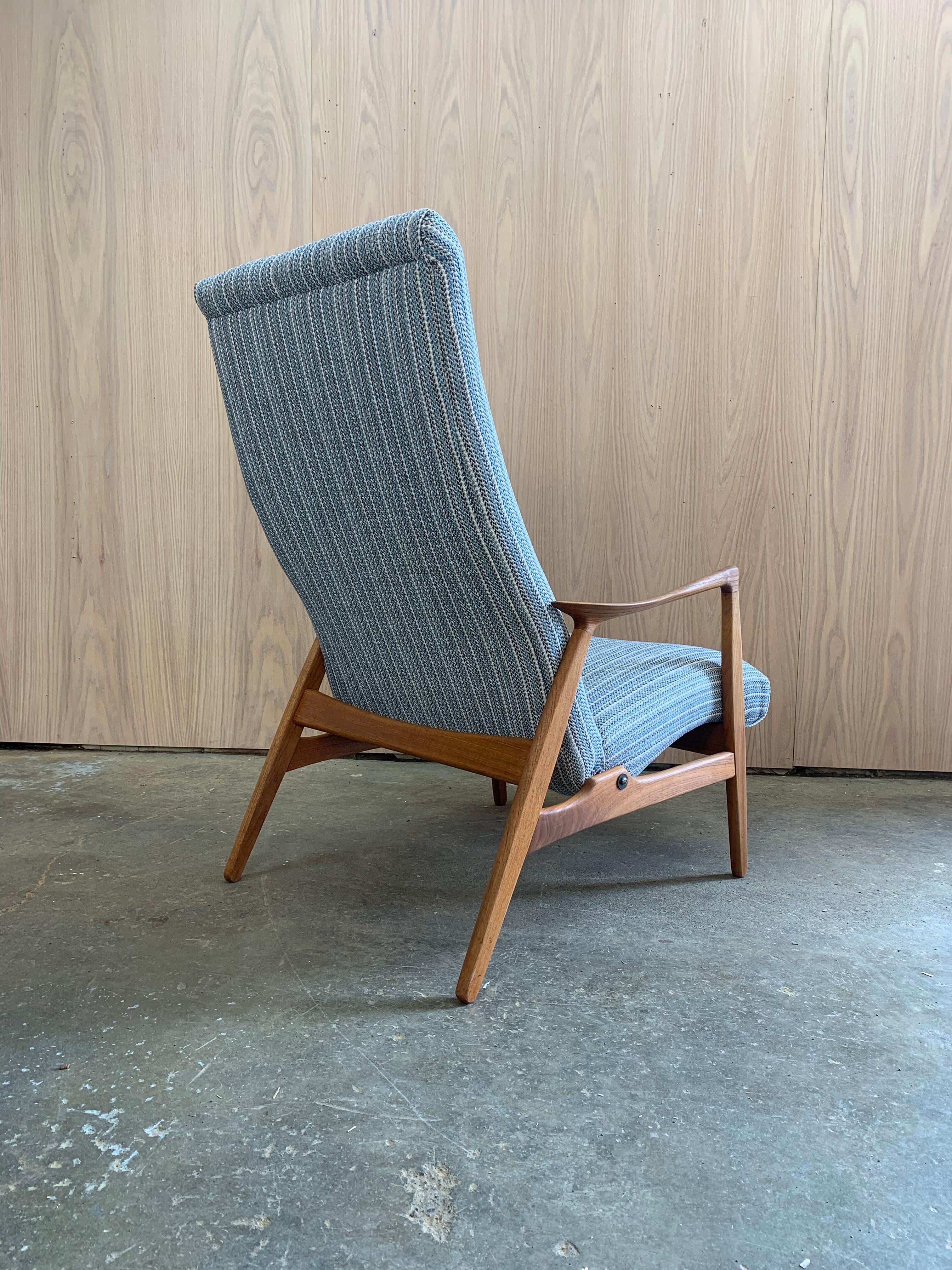 Restored 1960s Danish Teak Reclining Lounge Chair & Ottoman 1