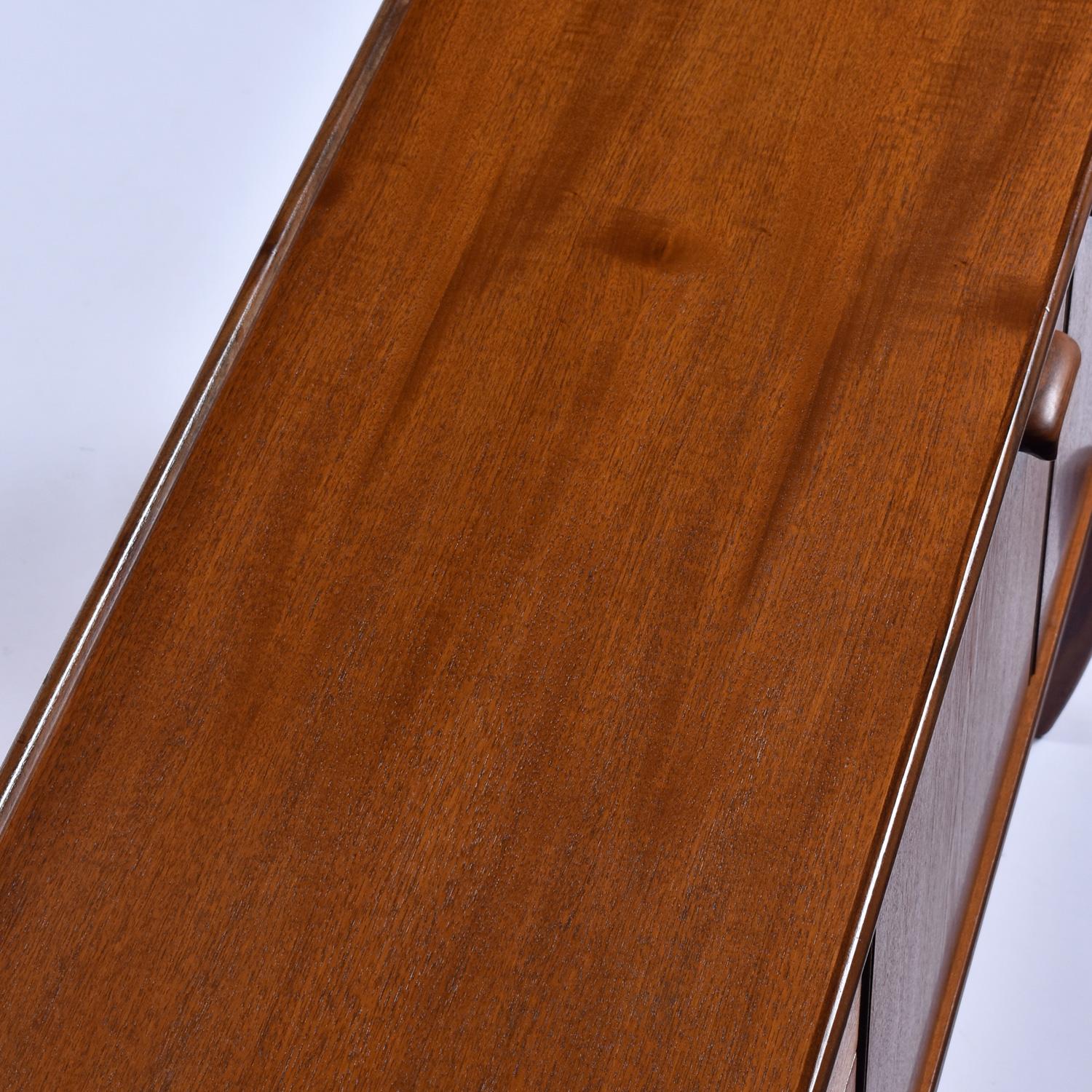 Restored 1960s European Modern Teak And Rosewood Trestle Base Credenza Sideboard 6