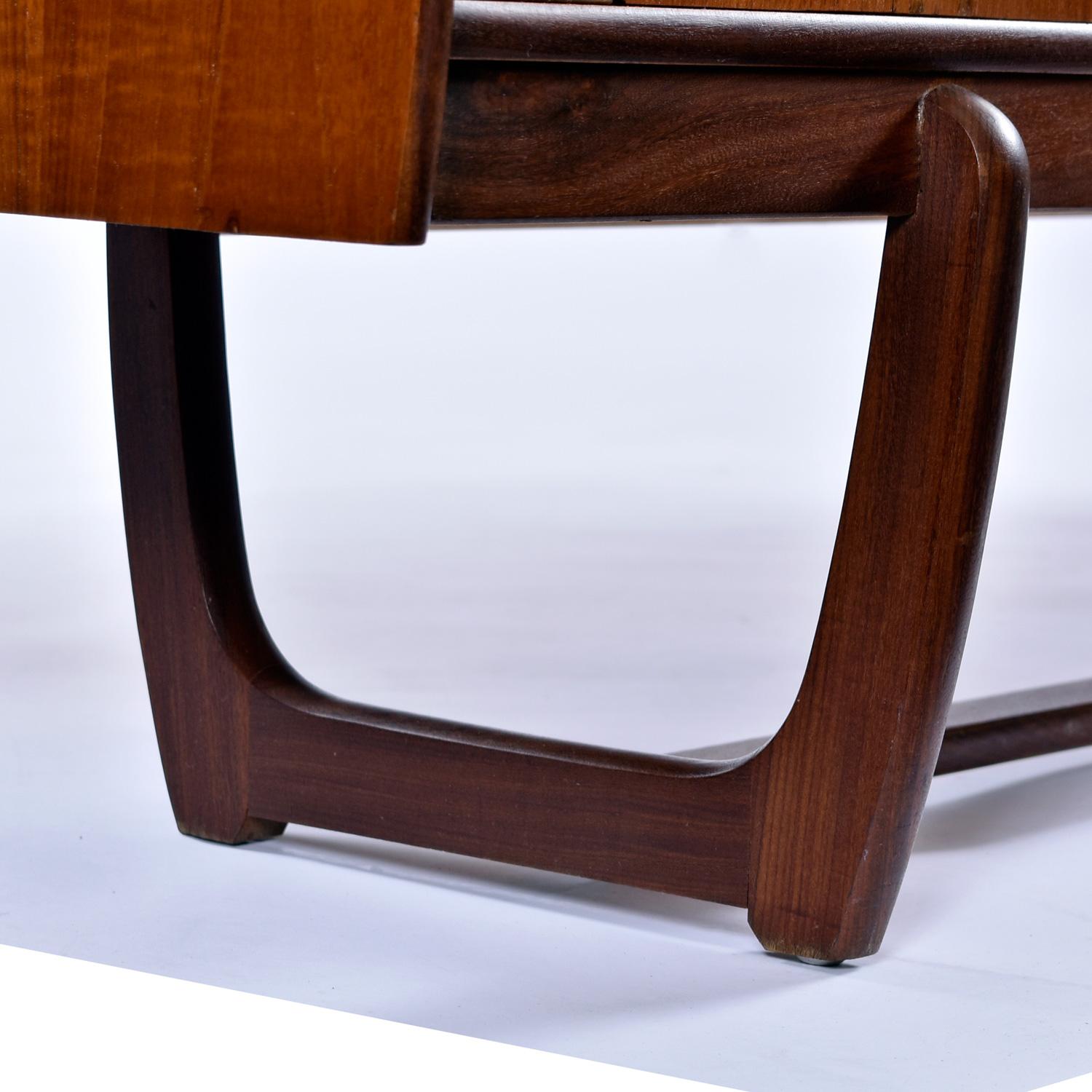 Restored 1960s European Modern Teak And Rosewood Trestle Base Credenza Sideboard 7