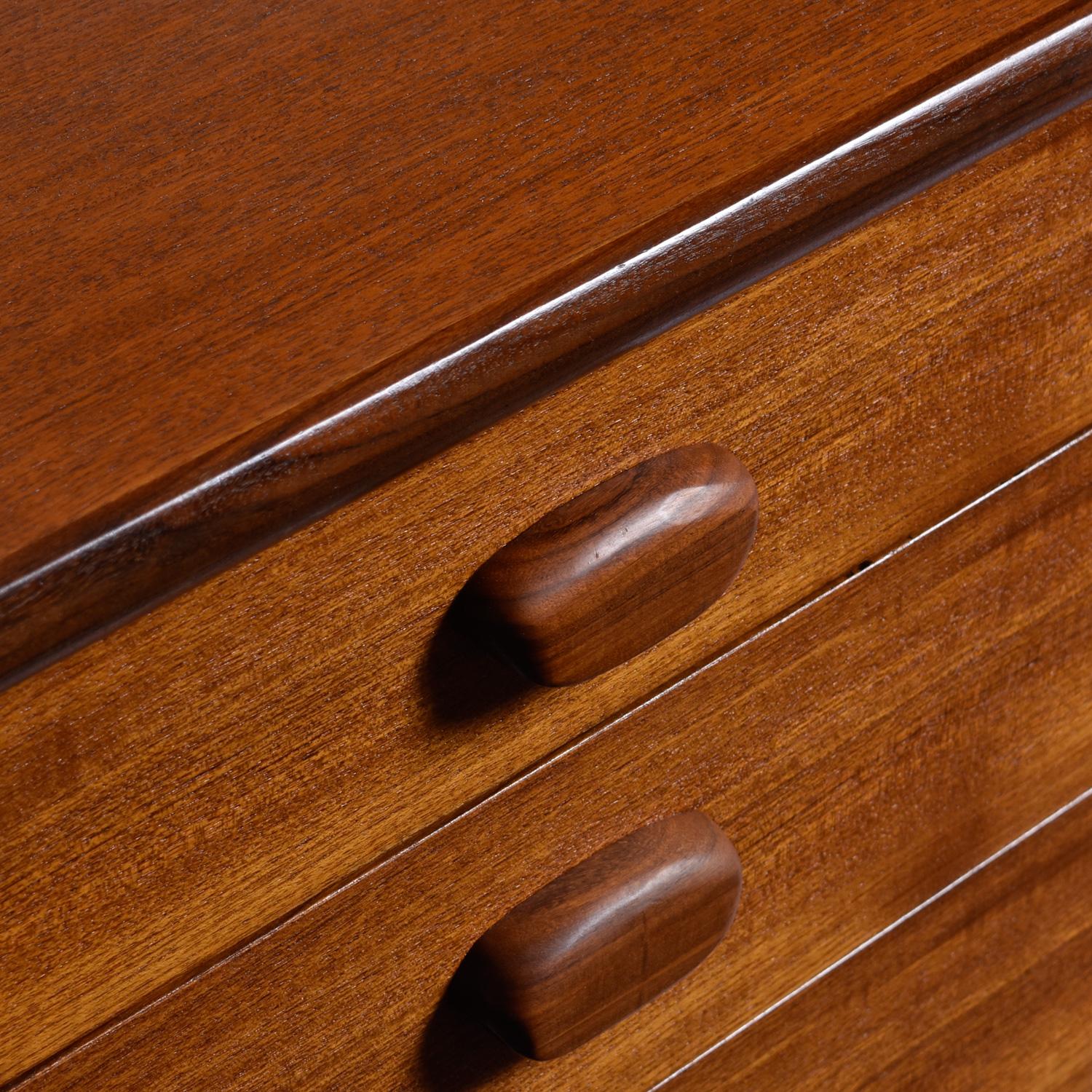 Restored 1960s European Modern Teak And Rosewood Trestle Base Credenza Sideboard 5