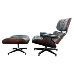 Restored 1960s Herman Miller Eames Lounge Chair and Ottoman With Down Cushions