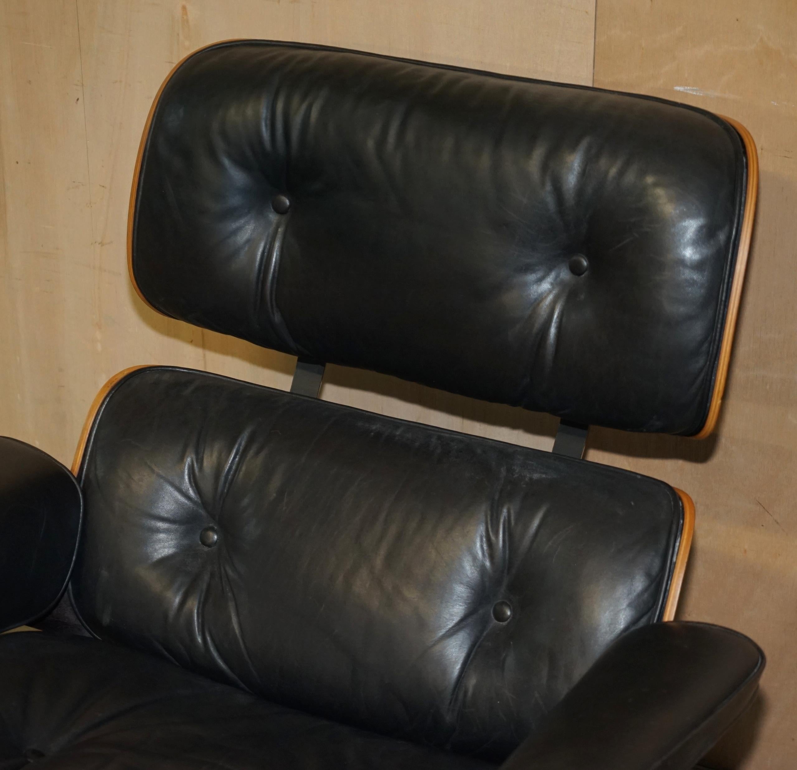 European Restored 1960's Herman Miller No1 Hardwood Eames Lounge Armchair and Ottoman For Sale