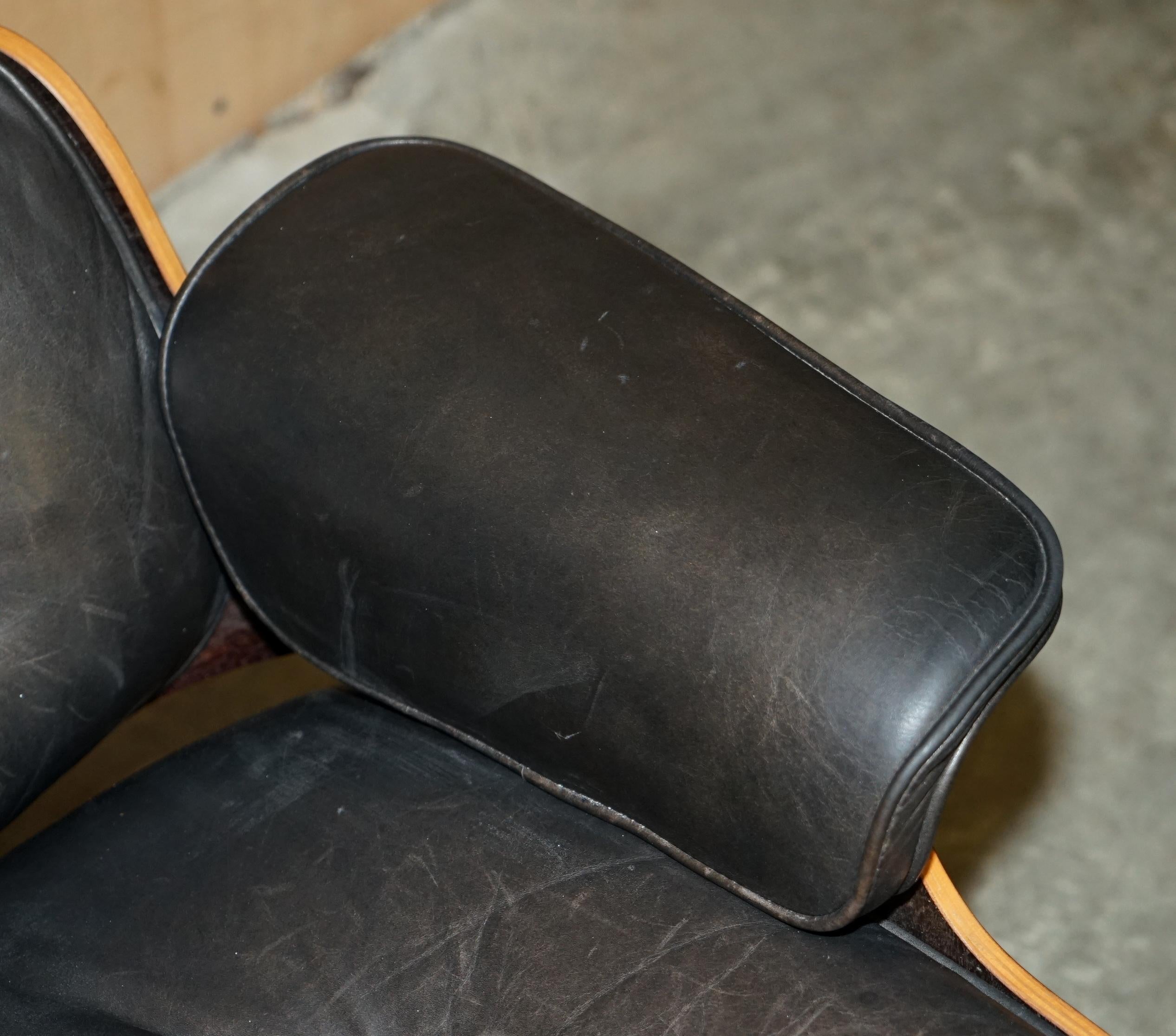 Leather Restored 1960's Herman Miller No1 Hardwood Eames Lounge Armchair and Ottoman For Sale