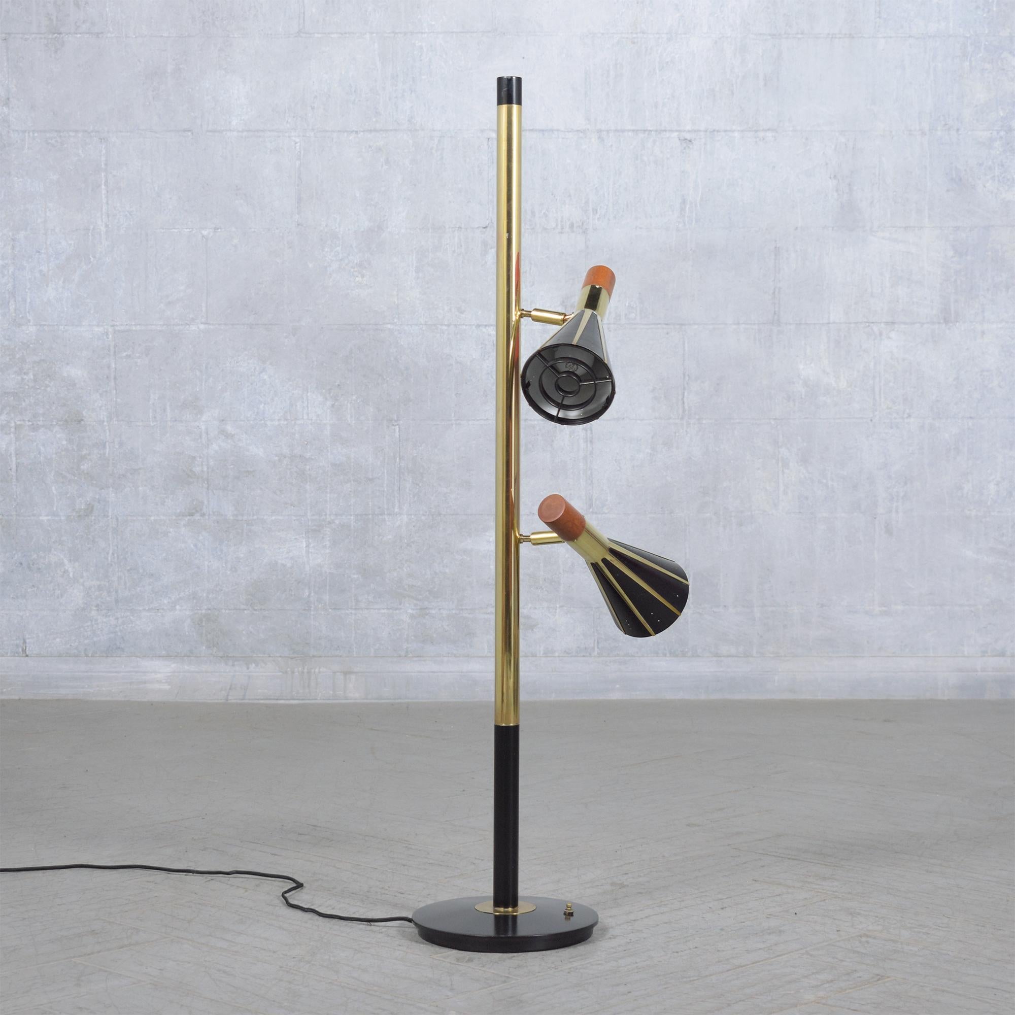 Metal Restored 1960 Vintage Floor Lamp: Mid-Century Modern Elegance For Sale
