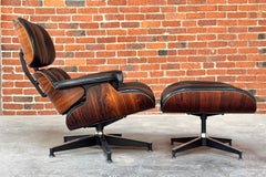 Restored 1970s Eames Lounge 670 & Ottoman 671 in Brazilian Rosewood & Leather