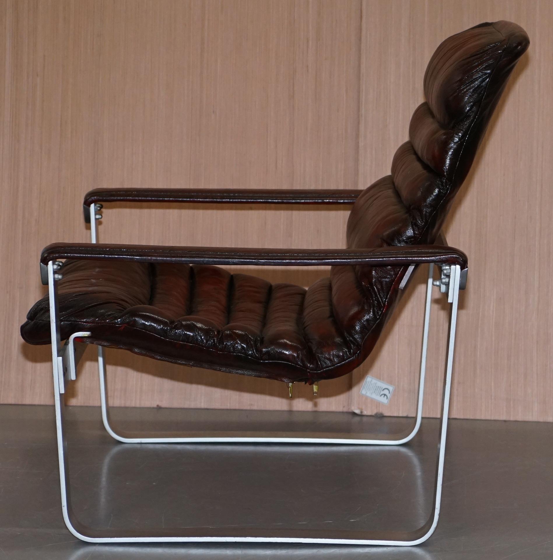 1960s Aarnio Pulkka Ilmari Lappalainen Brown Leather Chrome Armchair Sofa Suite For Sale 3