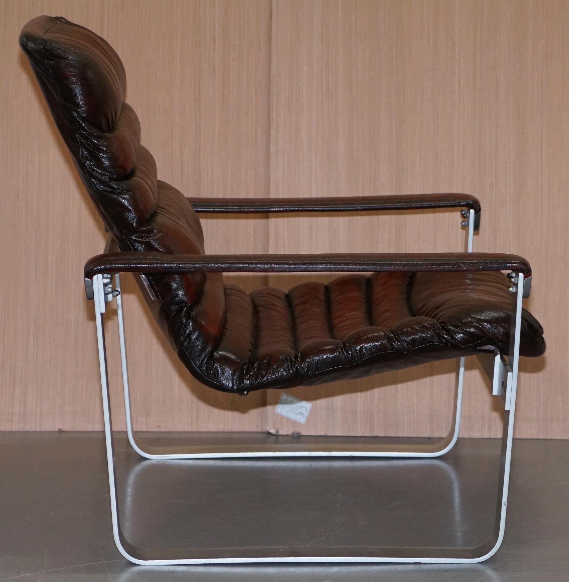 1960s Aarnio Pulkka Ilmari Lappalainen Brown Leather Chrome Armchair Sofa Suite For Sale 1