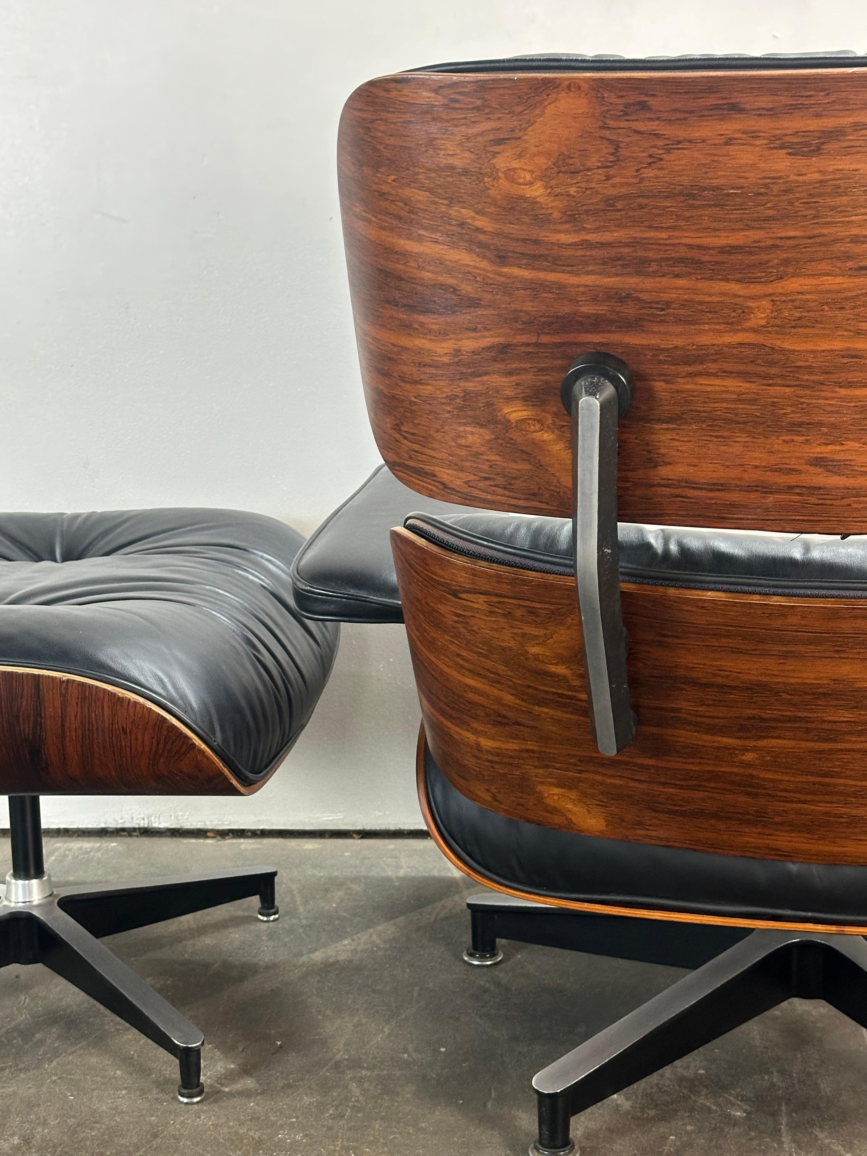 Restored 1970s Rosewood Eames Lounge Chair and Ottoman 6