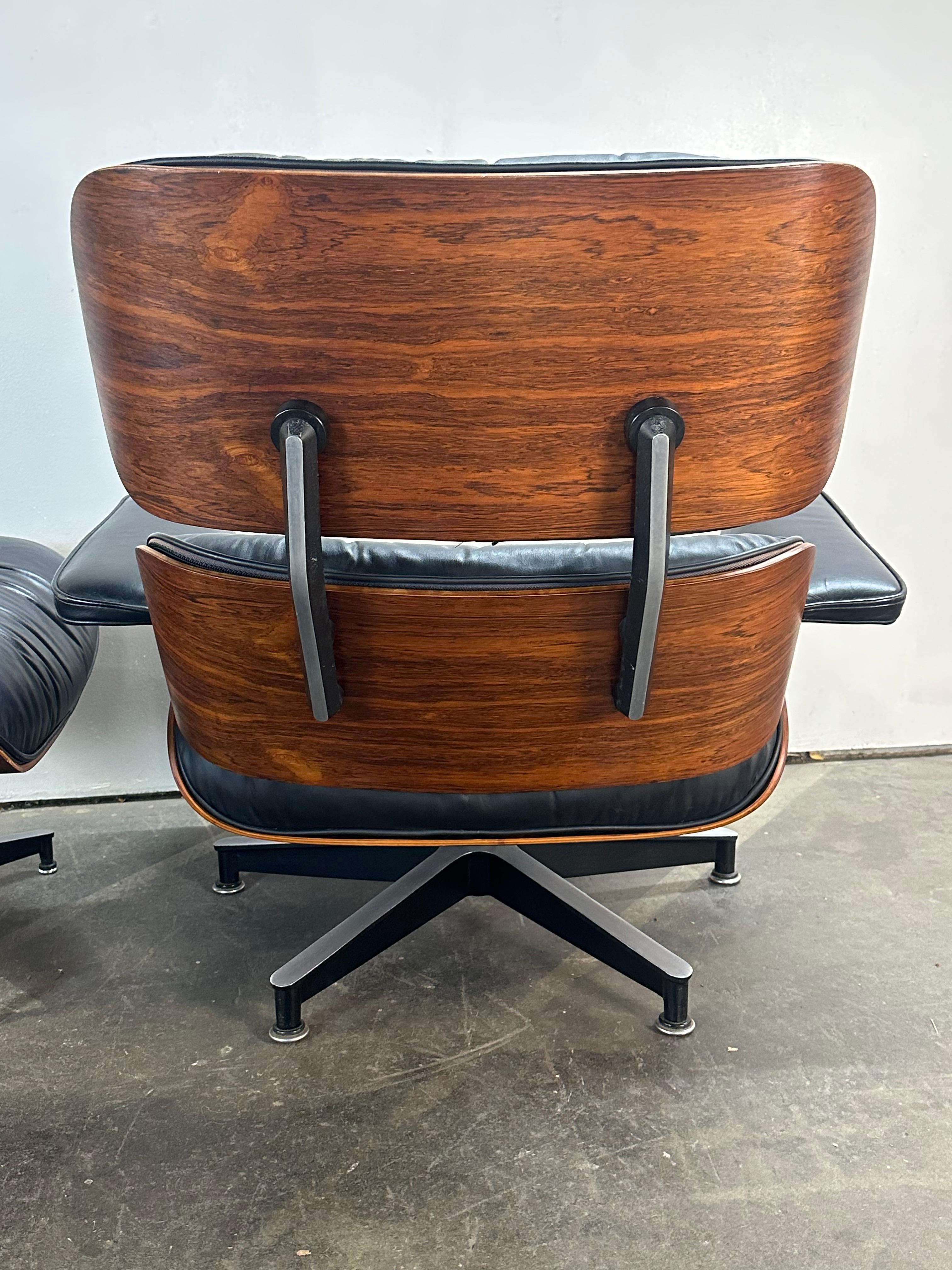 Restored 1970s Rosewood Eames Lounge Chair and Ottoman 7