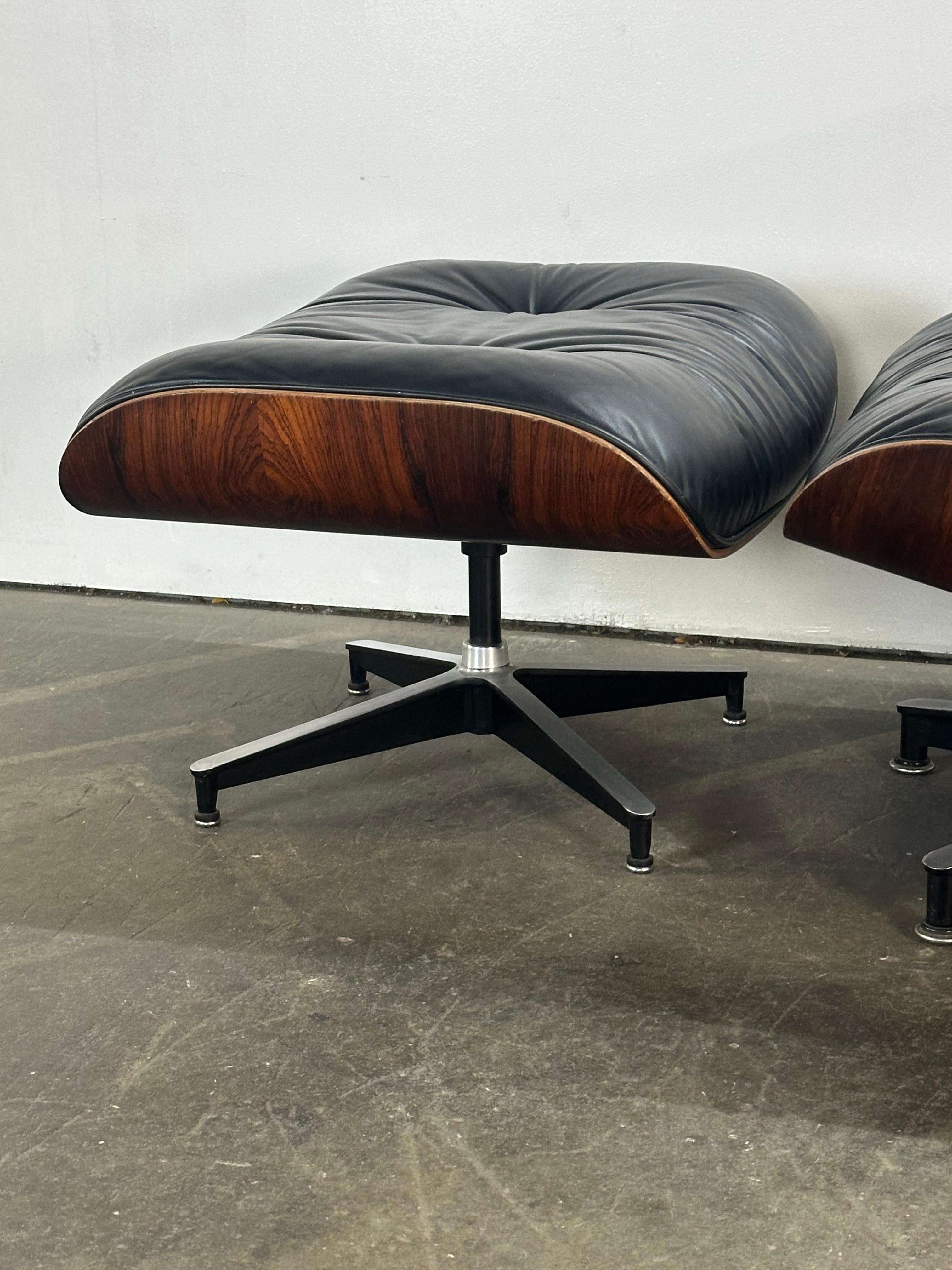 Restored 1970s Rosewood Eames Lounge Chair and Ottoman 9