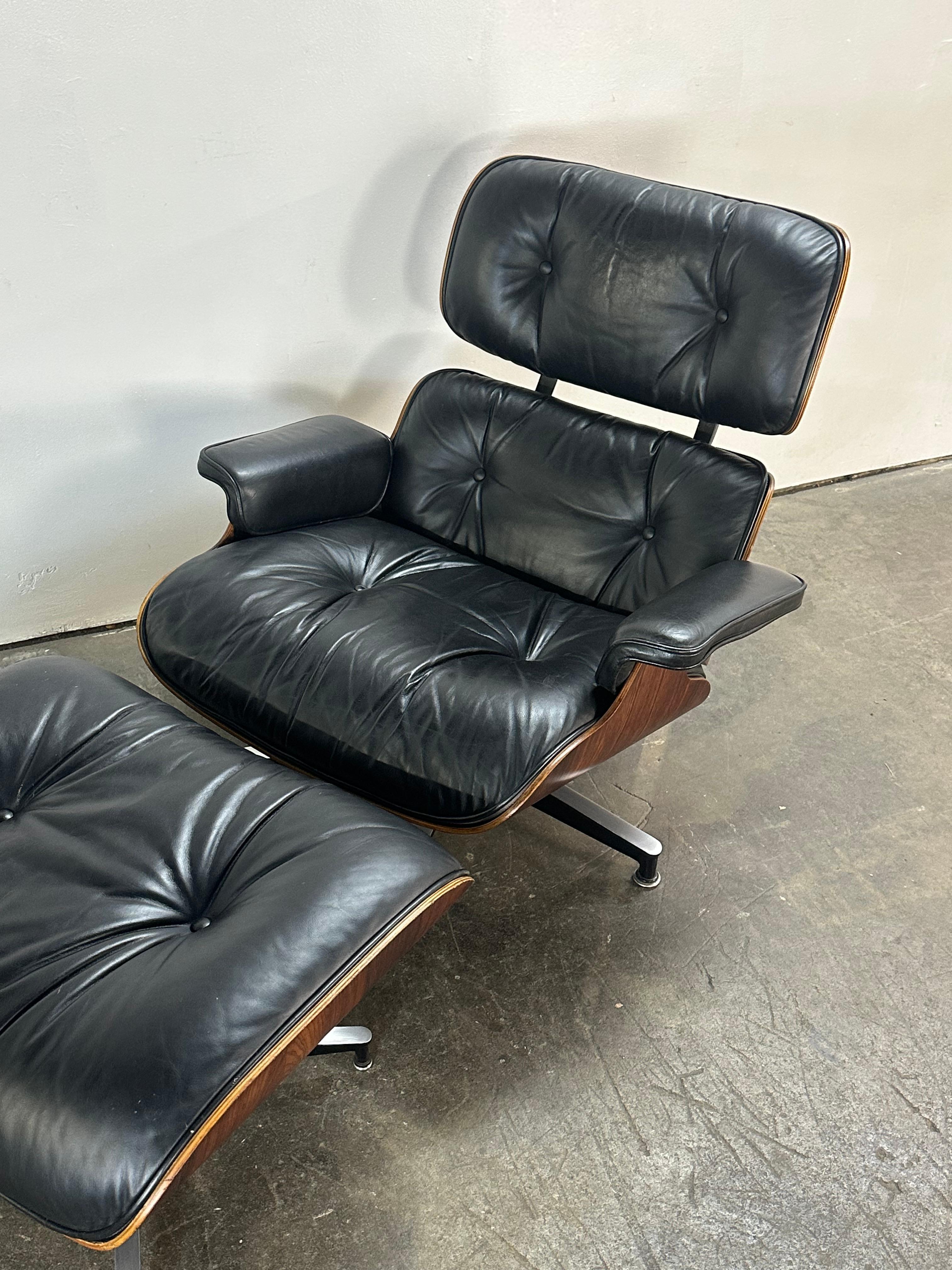 Restored 1970s Rosewood Eames Lounge Chair and Ottoman 10