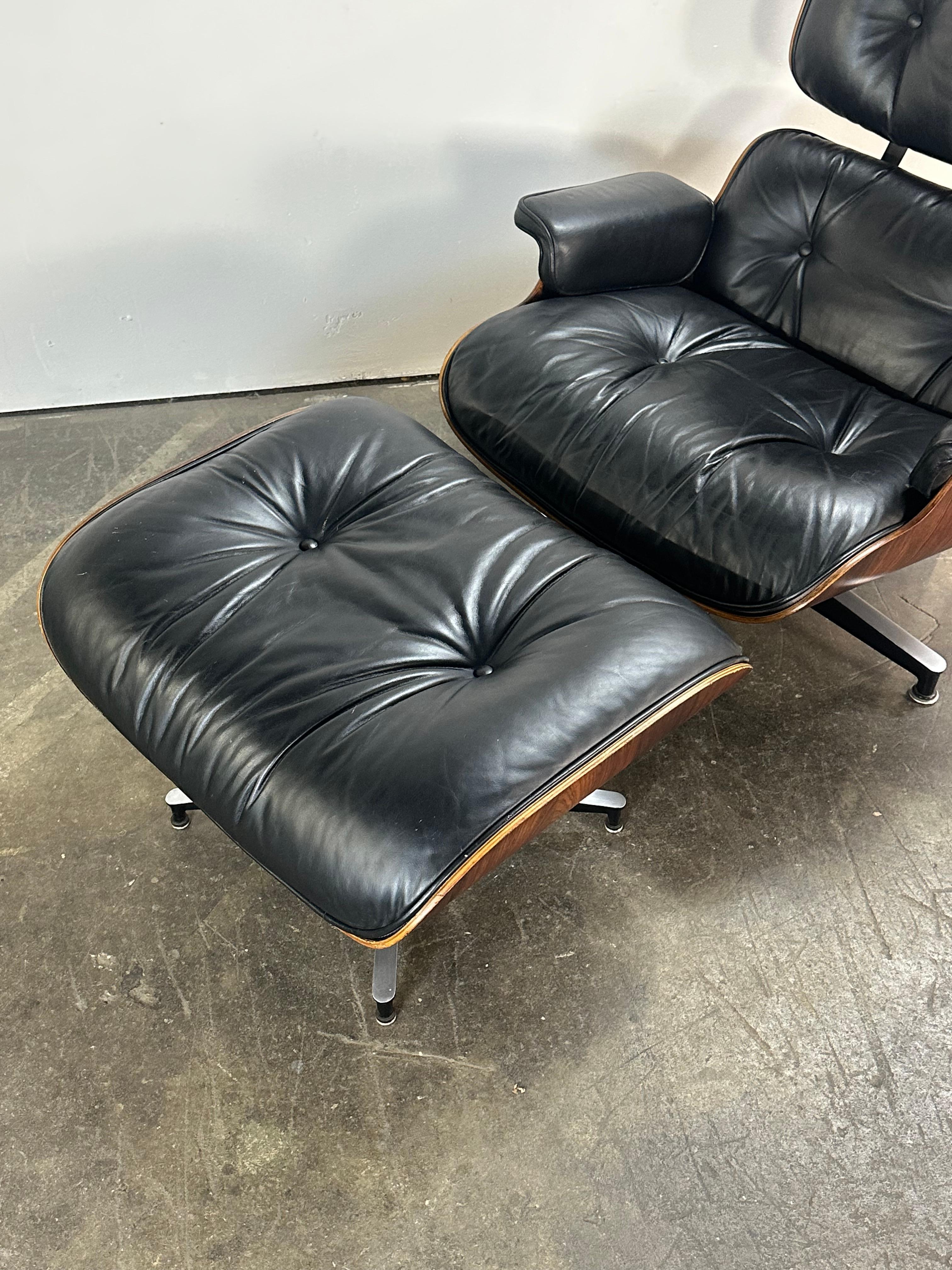 Restored 1970s Rosewood Eames Lounge Chair and Ottoman 11