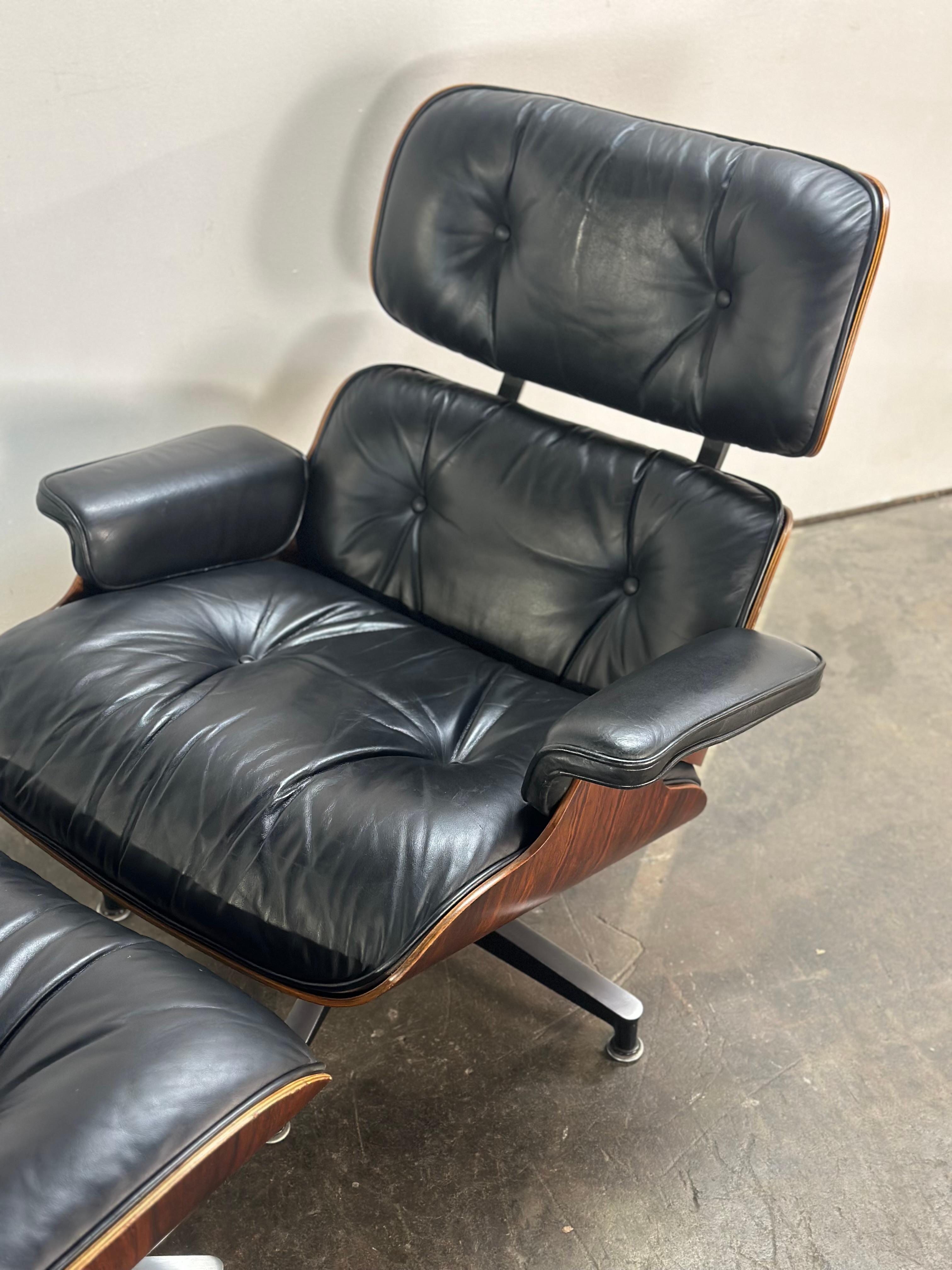 Restored 1970s Rosewood Eames Lounge Chair and Ottoman 13