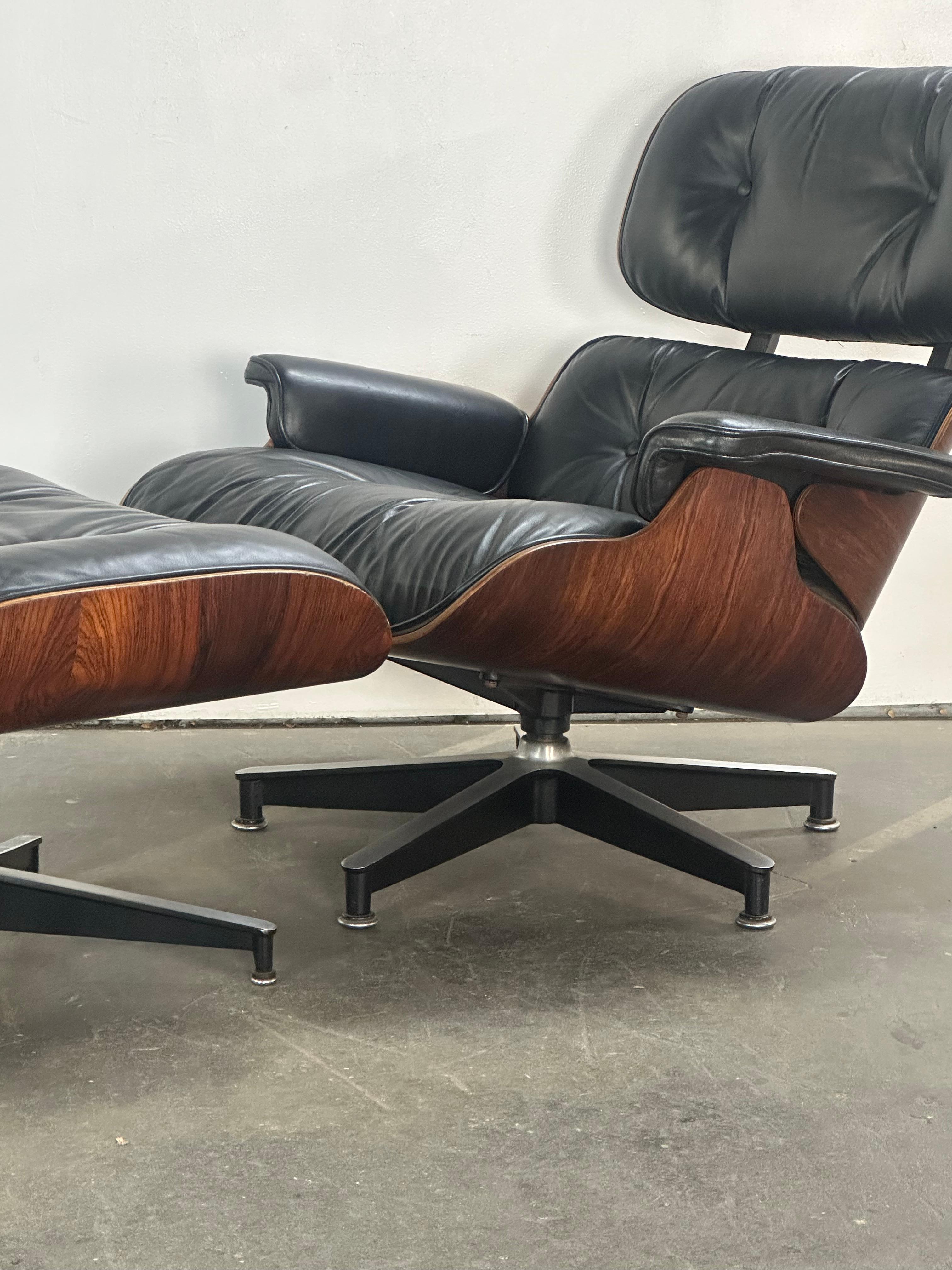 Restored 1970s Rosewood Eames Lounge Chair and Ottoman 14