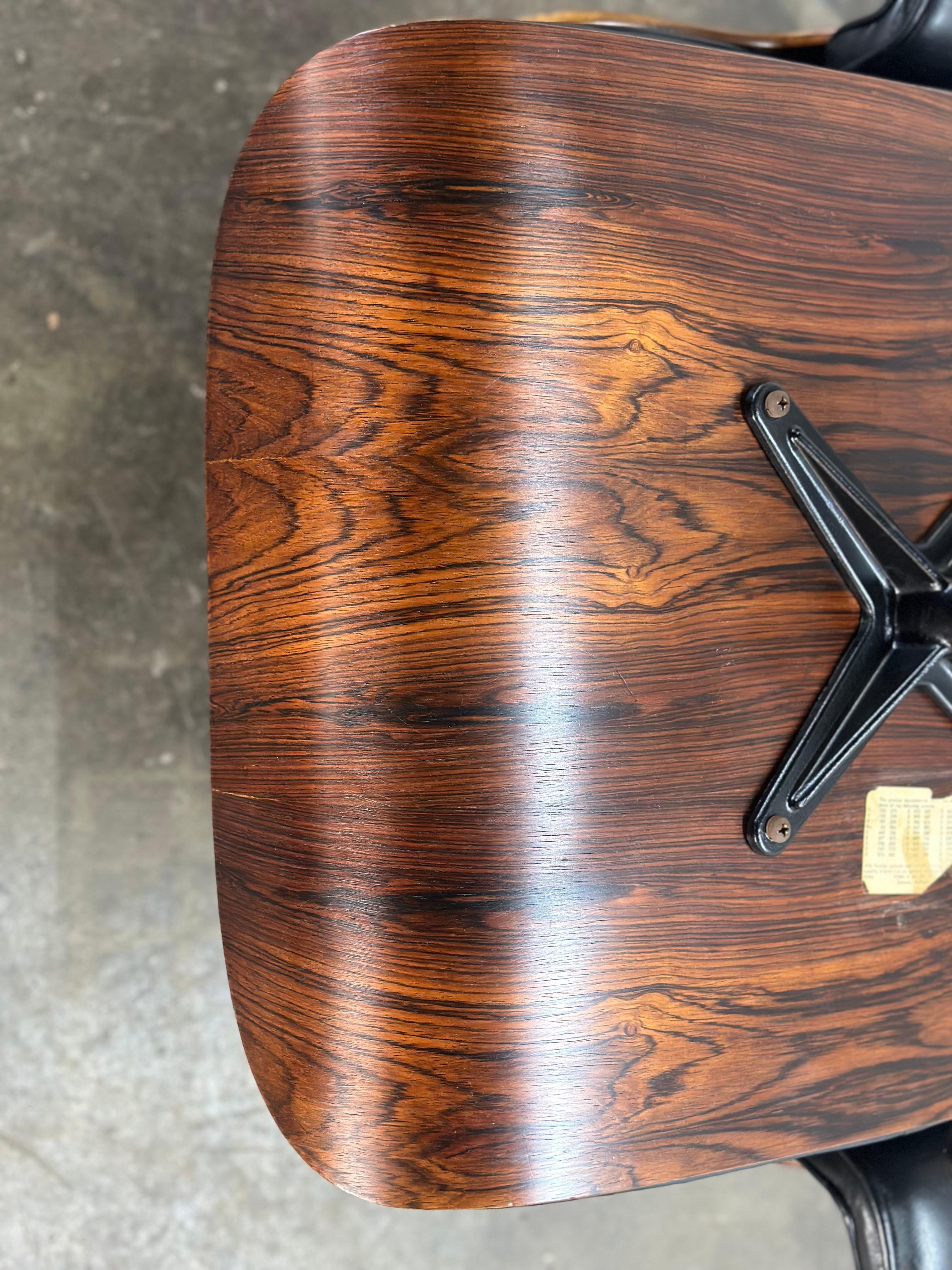 Leather Restored 1970s Rosewood Eames Lounge Chair and Ottoman