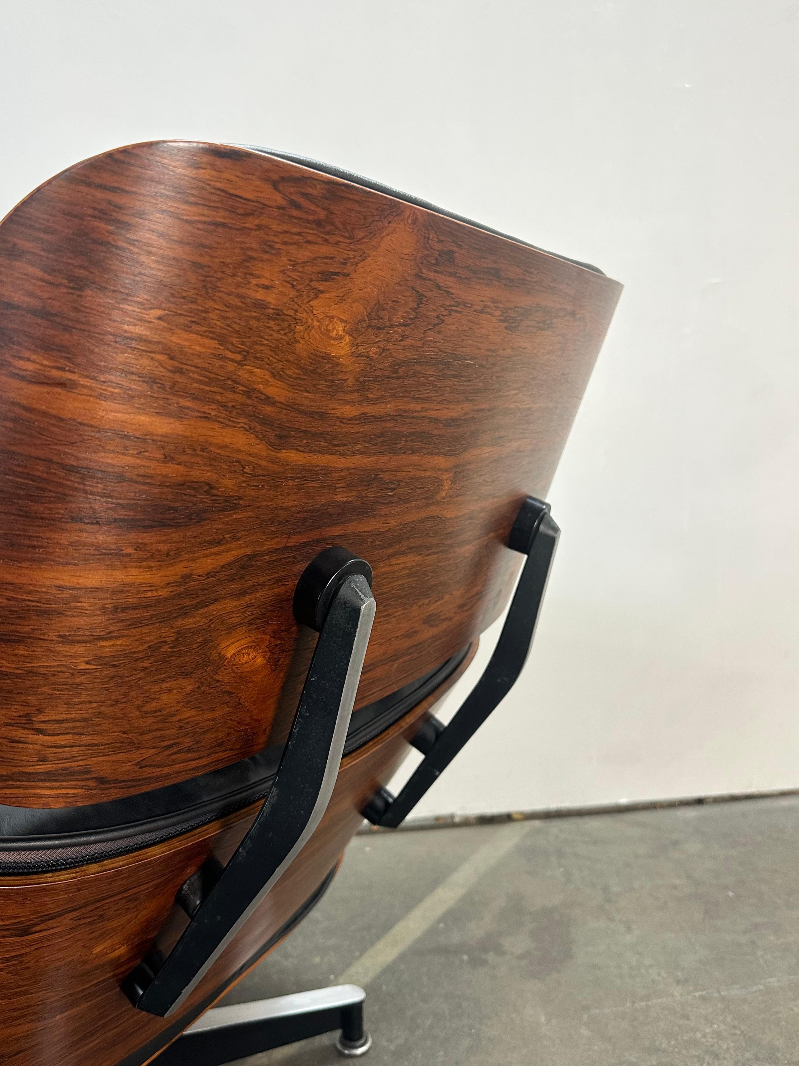 Restored 1970s Rosewood Eames Lounge Chair and Ottoman 1