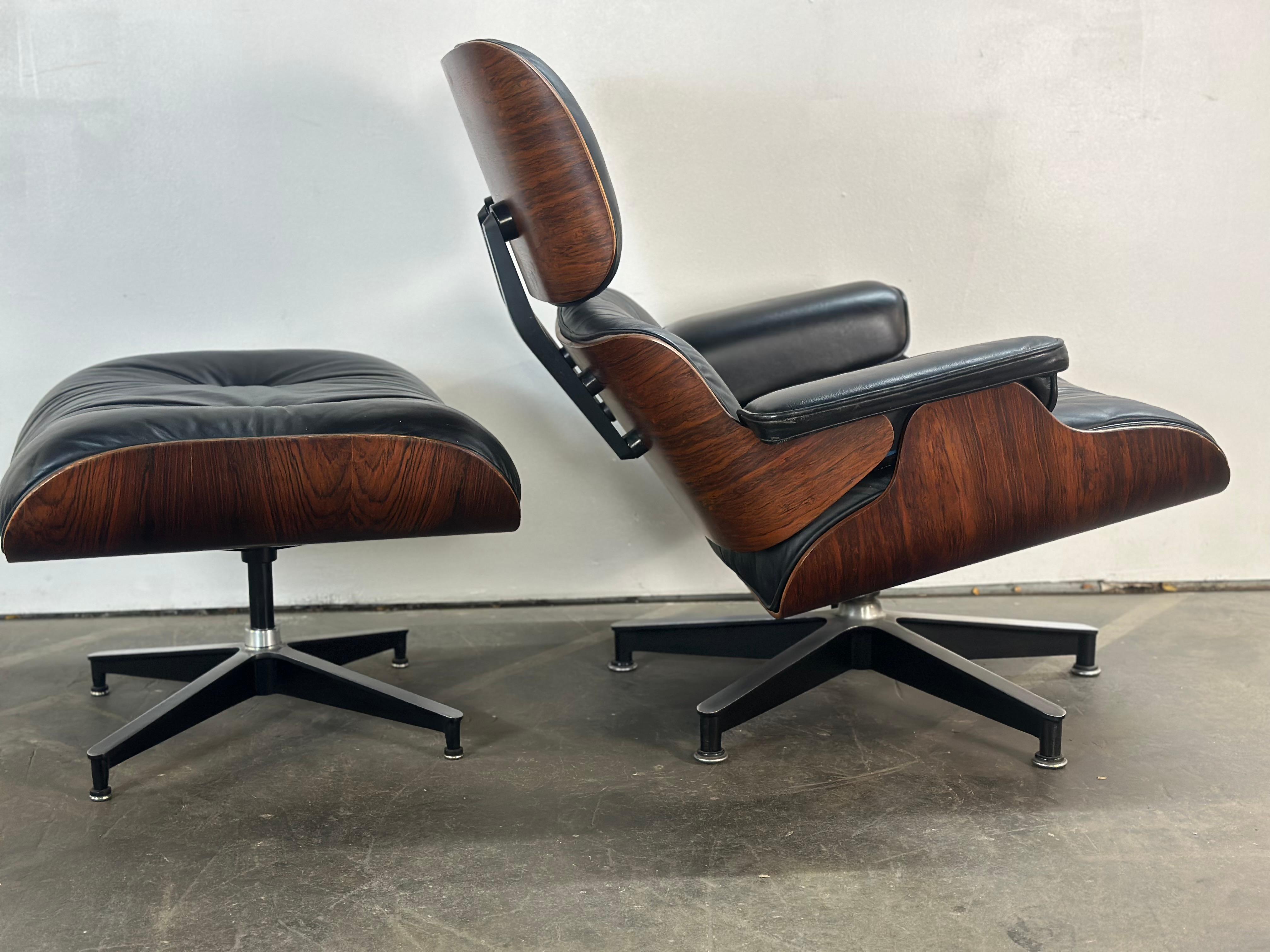 Restored 1970s Rosewood Eames Lounge Chair and Ottoman 2