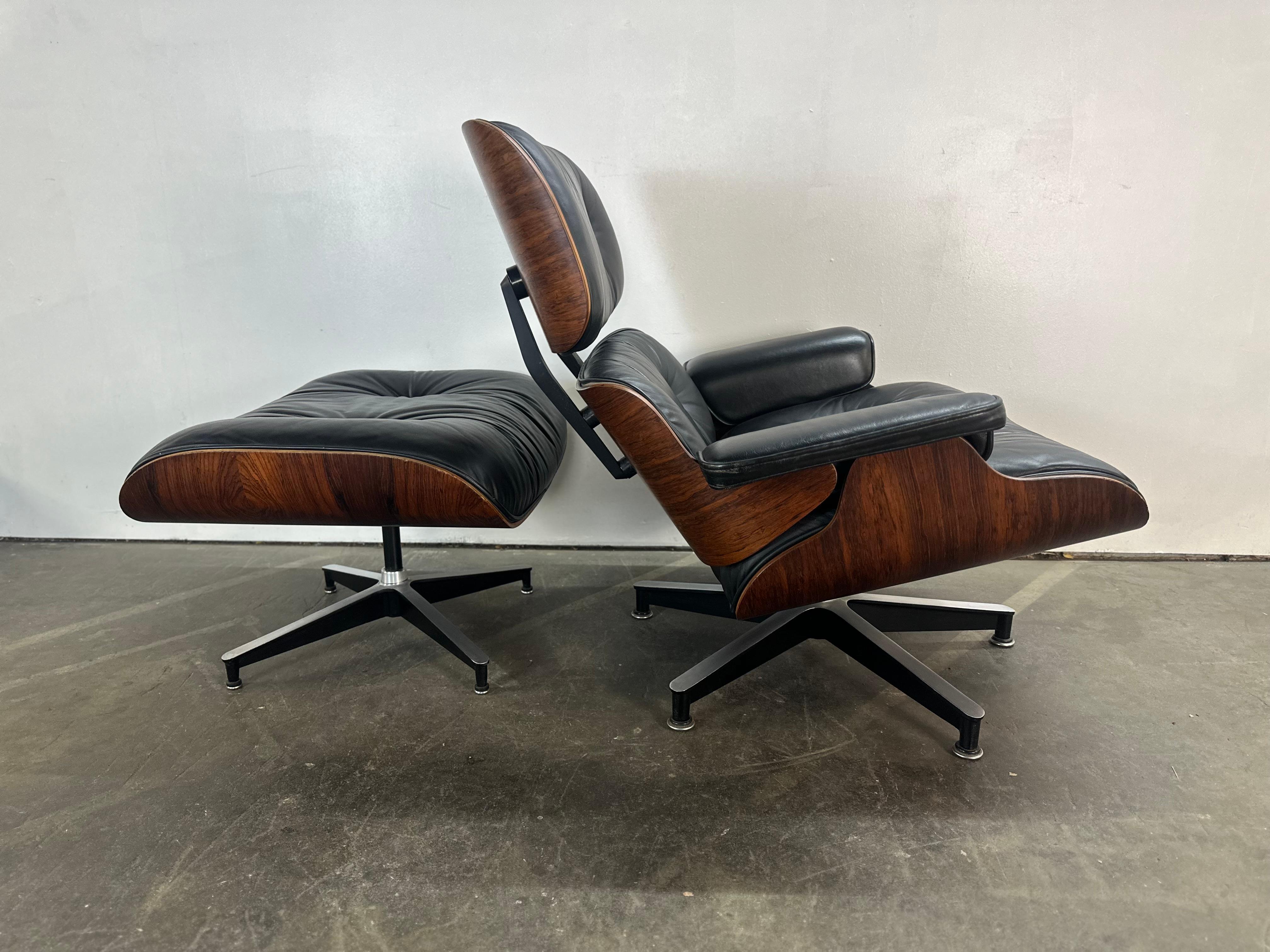 Restored 1970s Rosewood Eames Lounge Chair and Ottoman 3