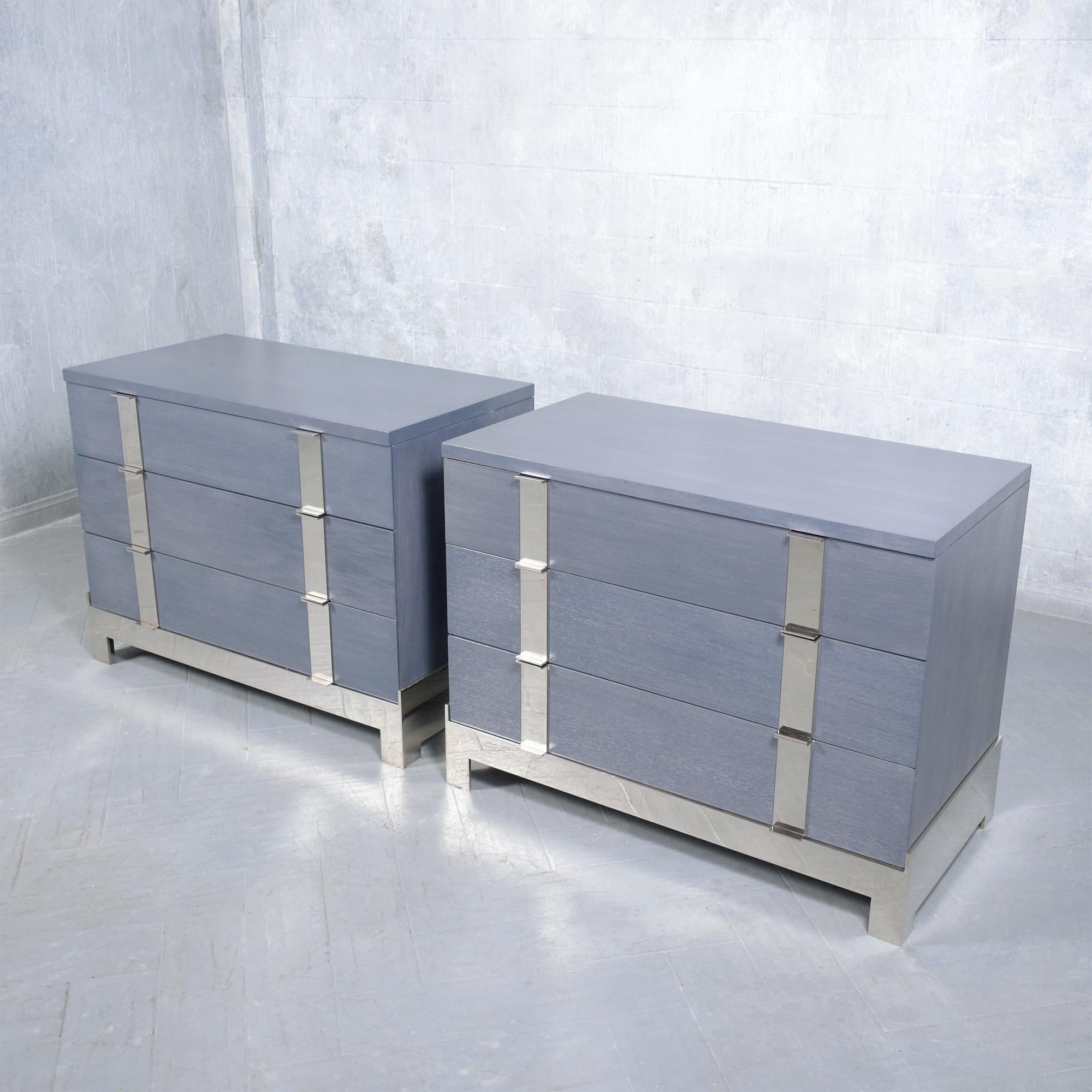 1980s Joseph Jeup Modern Chests of Drawers in Custom Blue-Grey 2