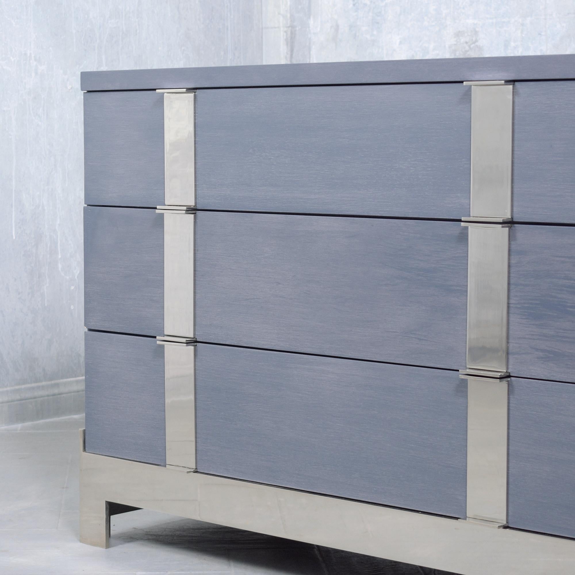 1980s Joseph Jeup Modern Chests of Drawers in Custom Blue-Grey 3