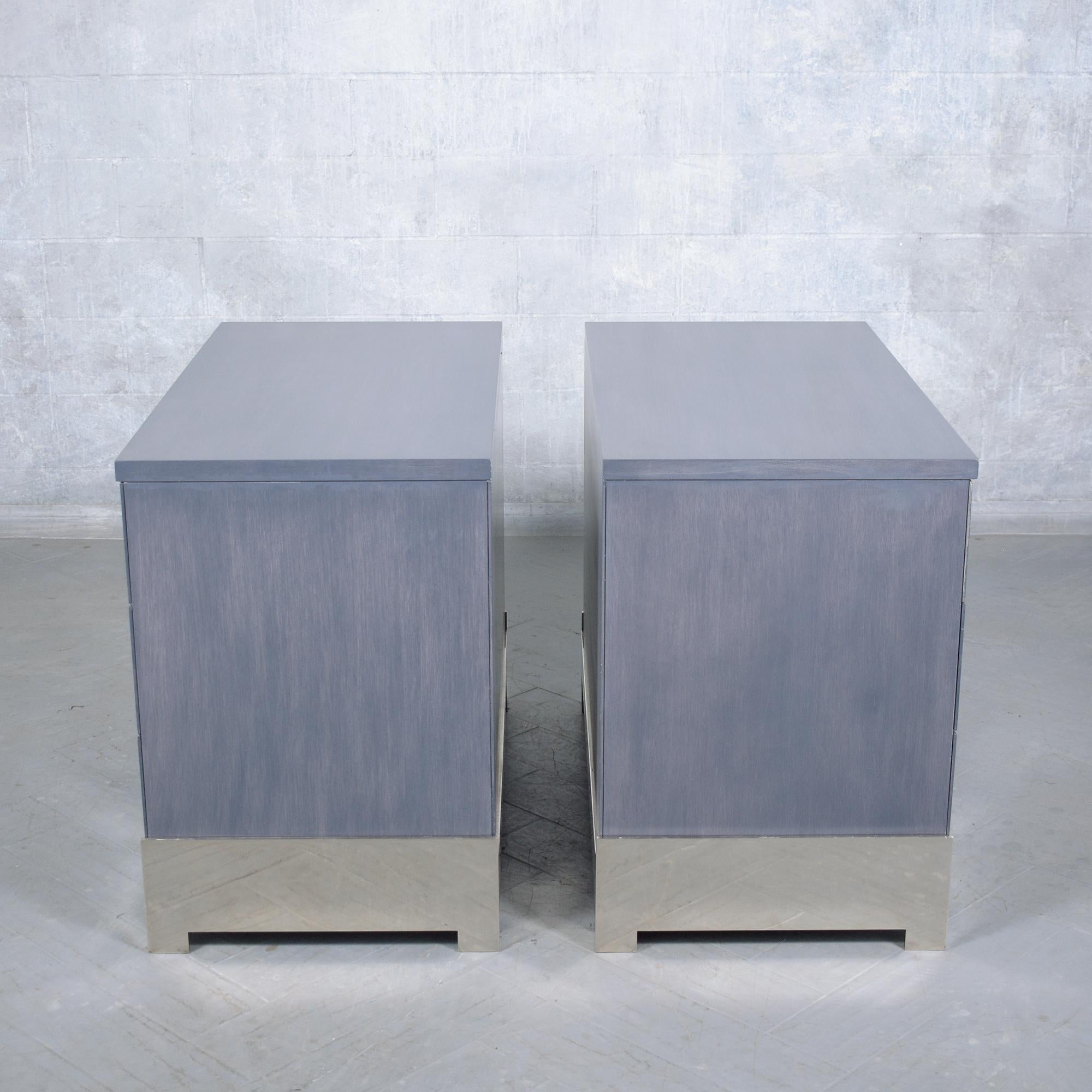 1980s Joseph Jeup Modern Chests of Drawers in Custom Blue-Grey For Sale 7