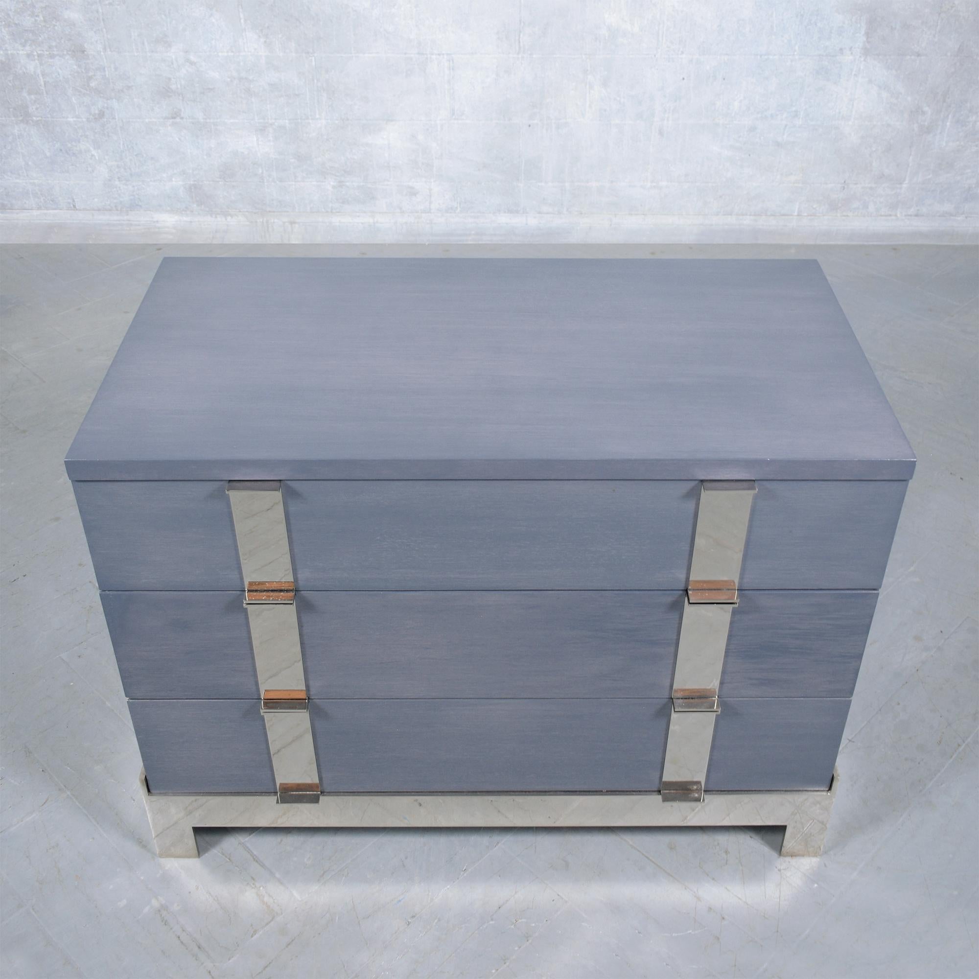 American 1980s Joseph Jeup Modern Chests of Drawers in Custom Blue-Grey For Sale