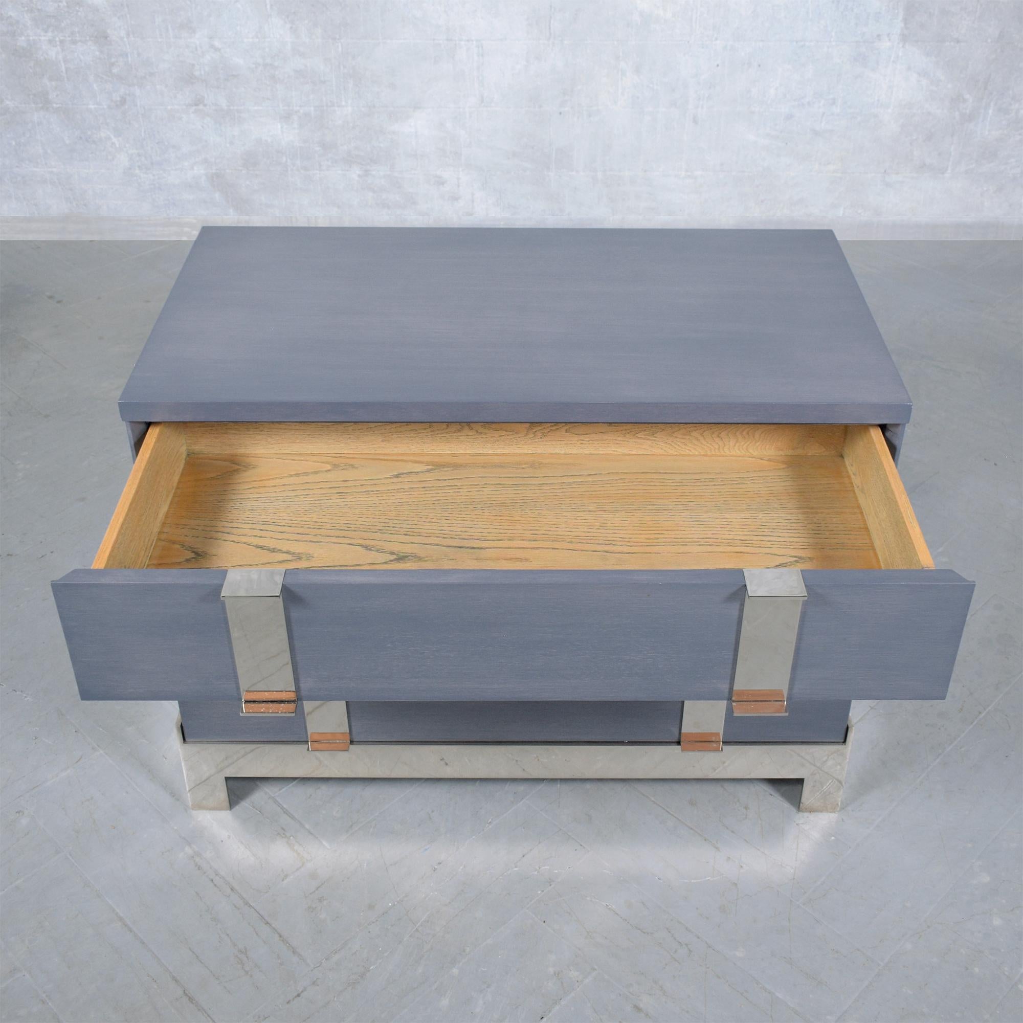 Polished 1980s Joseph Jeup Modern Chests of Drawers in Custom Blue-Grey For Sale