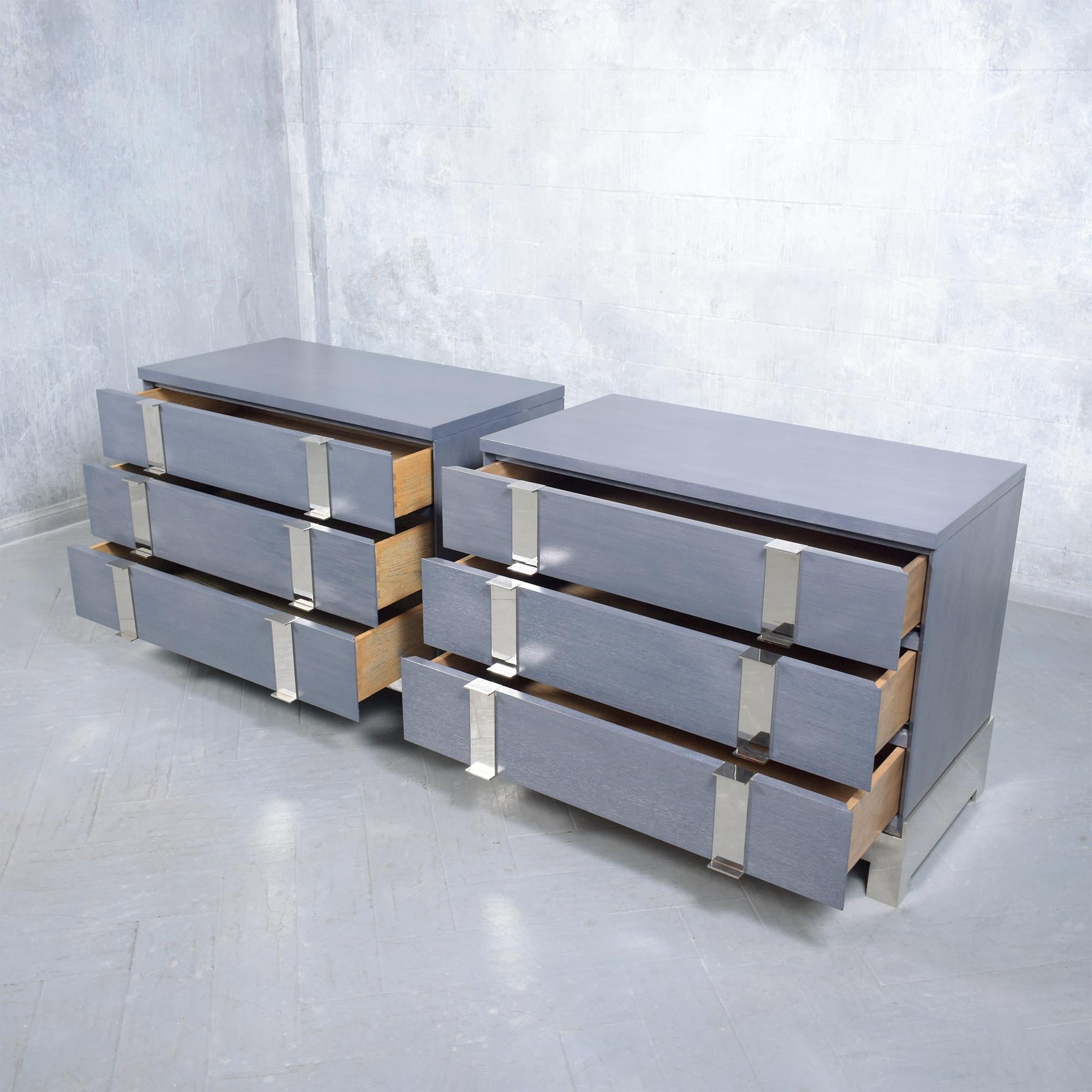1980s Joseph Jeup Modern Chests of Drawers in Custom Blue-Grey For Sale 1