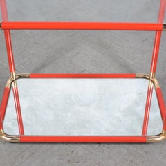 Restored 1980s Vintage Bar Cart in Wood, Brass, and Glass