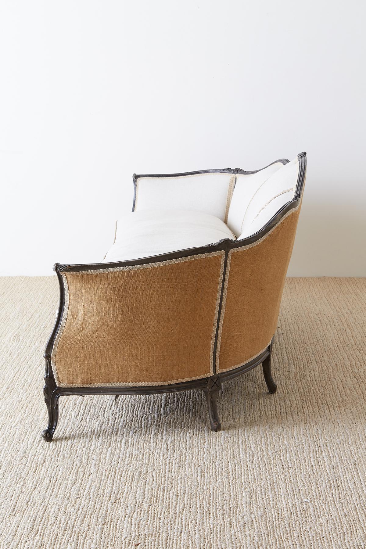 Burlap Restored 19th Century French Louis XV Style Canape Sofa