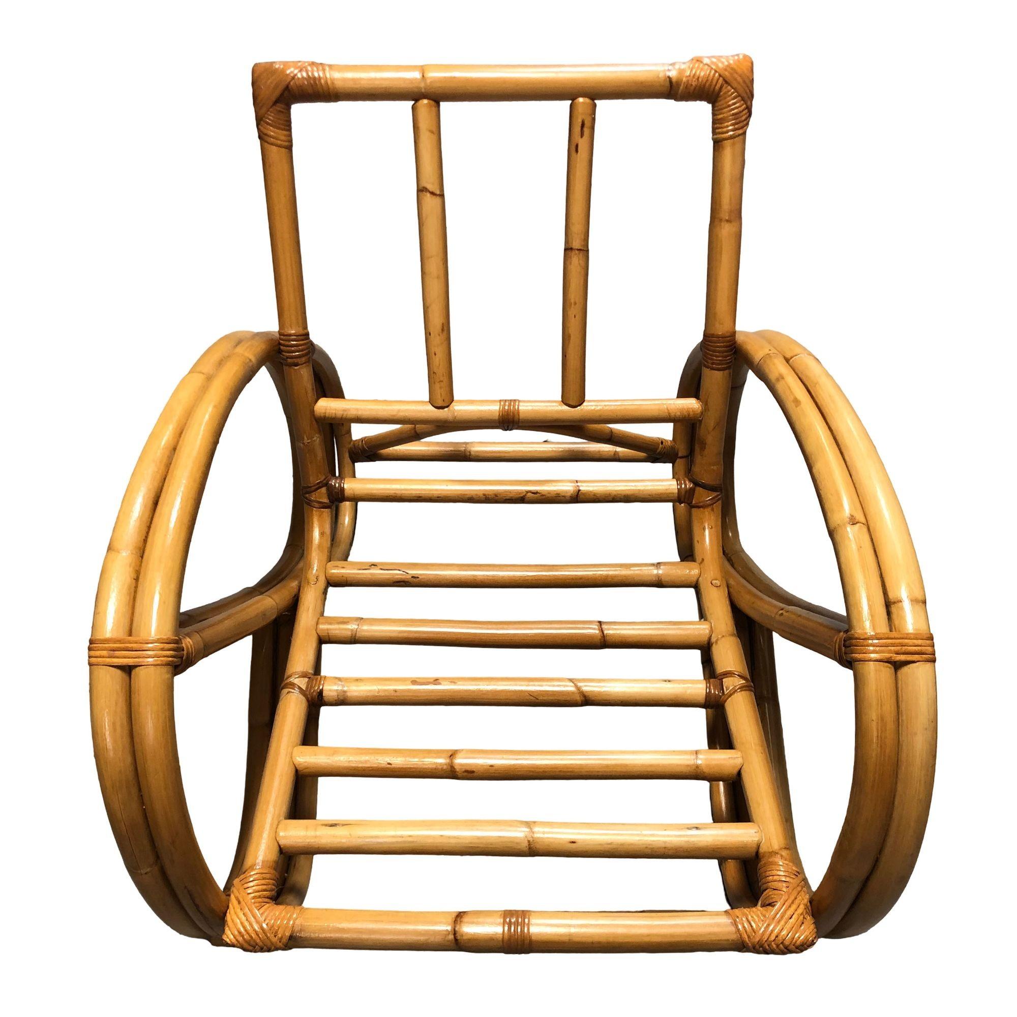 Divano componibile in rattan restaurato a 2 fili 3/4 Pretzel con sedia a sdraio in vendita 2