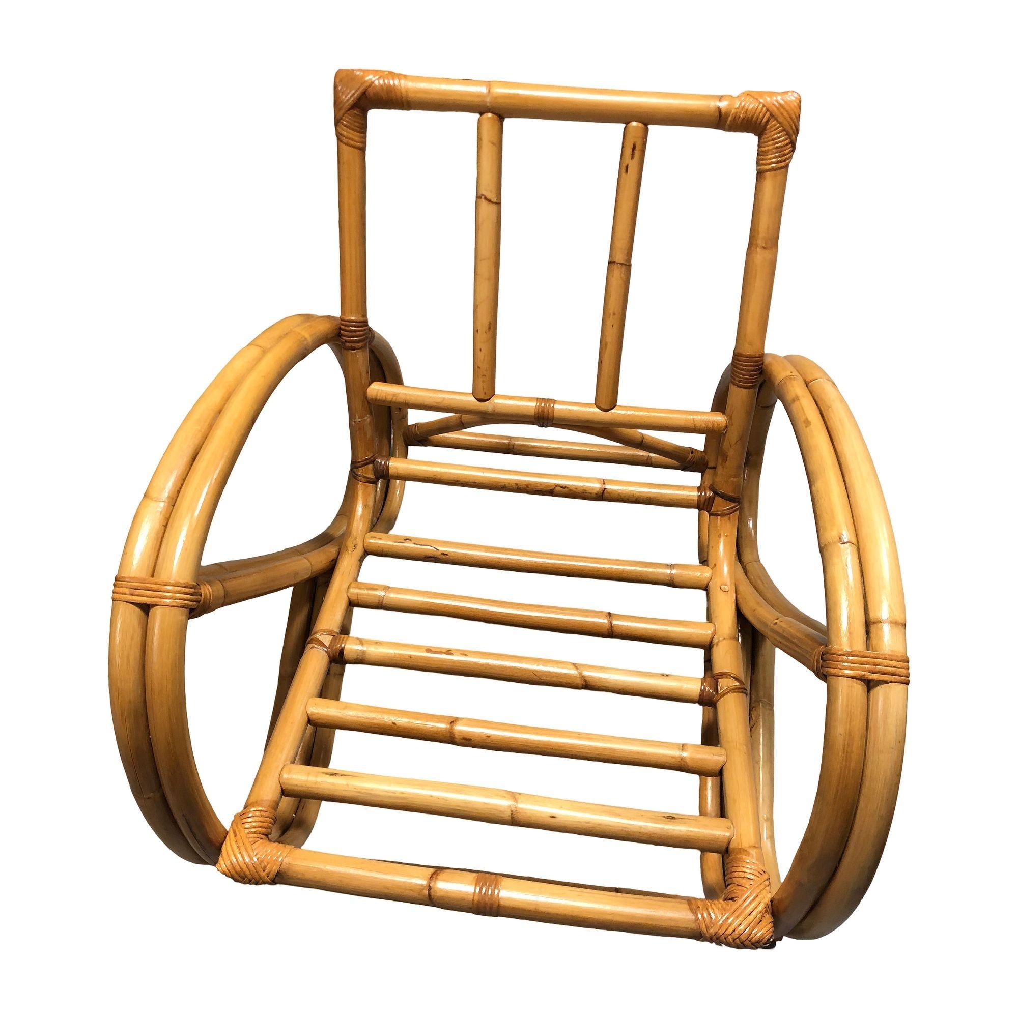 Divano componibile in rattan restaurato a 2 fili 3/4 Pretzel con sedia a sdraio in vendita 3