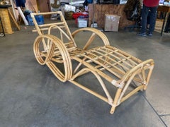 Restored 3/4 3-Strand Round Pretzel Rattan Chaise Reclining Lounge Chair