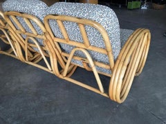 Restored 3/4 3 Strand Round Pretzel Rattan Sectional Sofa