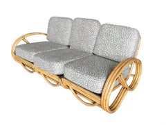 Restored 3/4 3-Strand Round Pretzel Rattan Sofa Sectional