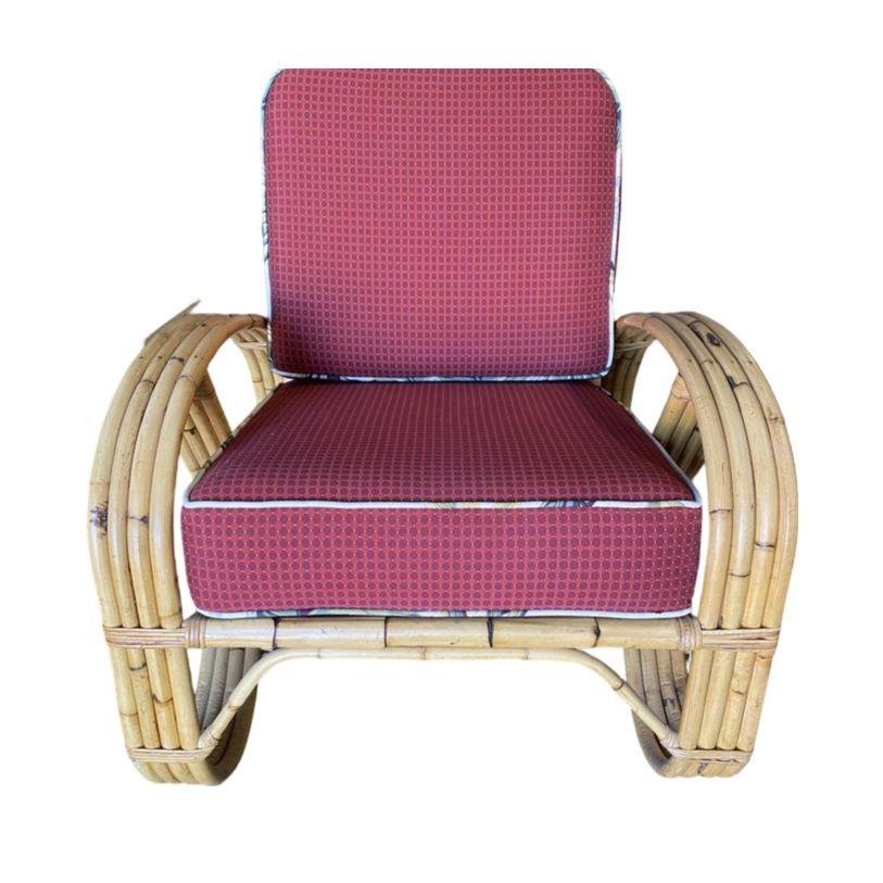 This round 3/4 pretzel arm rattan lounge chair and three-strand round pretzel arms and 