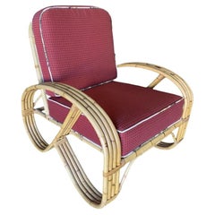 Antique Restored 3/4 4-Strand Round Pretzel Rattan Lounge Chair