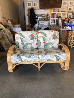 Restored 3/4 4-Strand Round Pretzel Rattan Settee