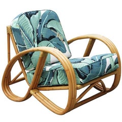 Restored 3/4 Round Pretzel Rattan Chair with Optional Beverly Palms Cushions