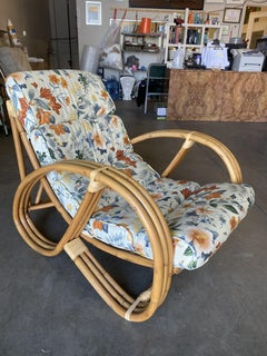 Restored 3/4 Round Pretzel Rattan Lounge Chair and Sofa Set