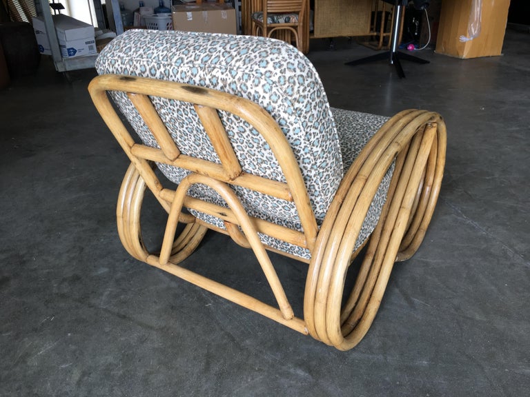 Restored 3/4 Round Pretzel Rattan Lounge Chair with Arched Base at 1stDibs